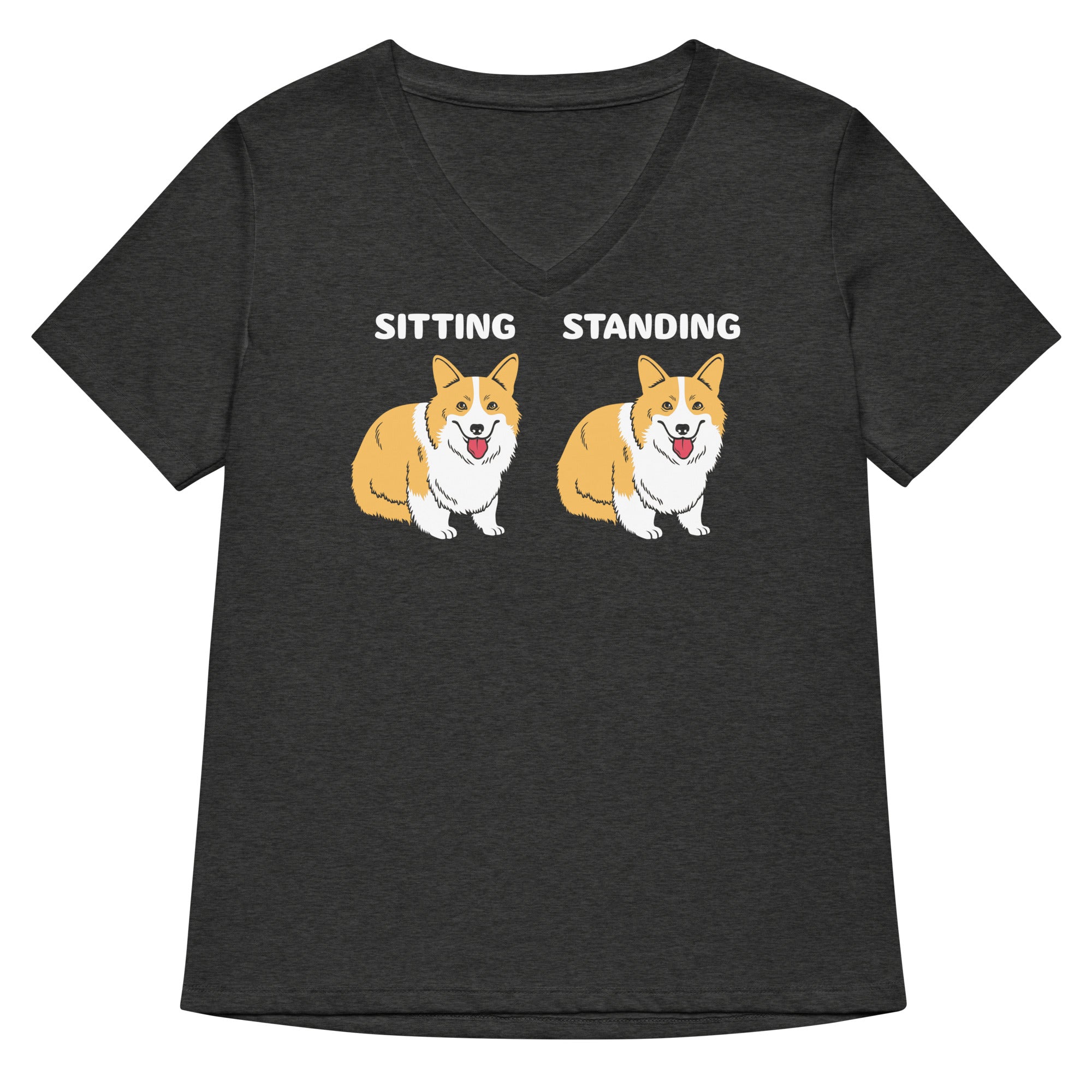 Corgi Sitting And Standing Women's V-Neck Tee