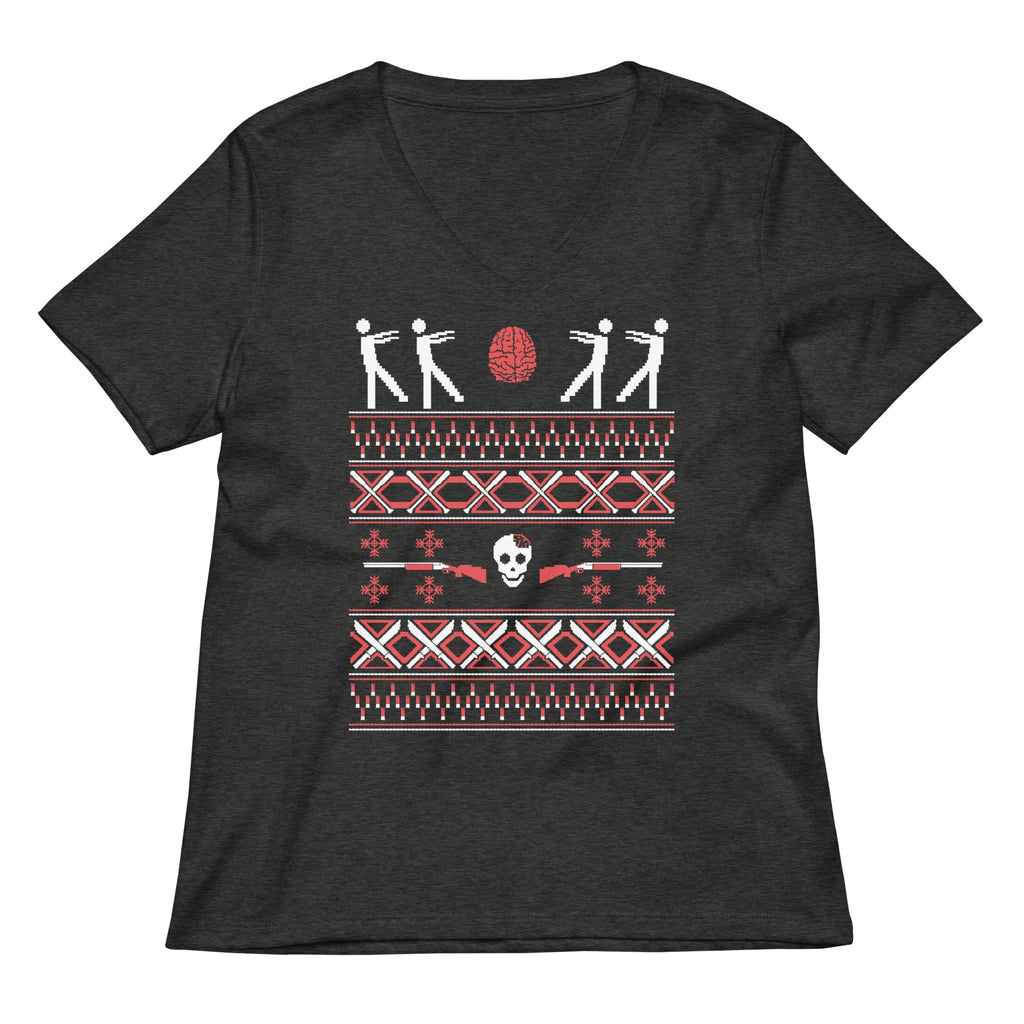 Zombie Christmas Sweater Women's V-Neck Tee