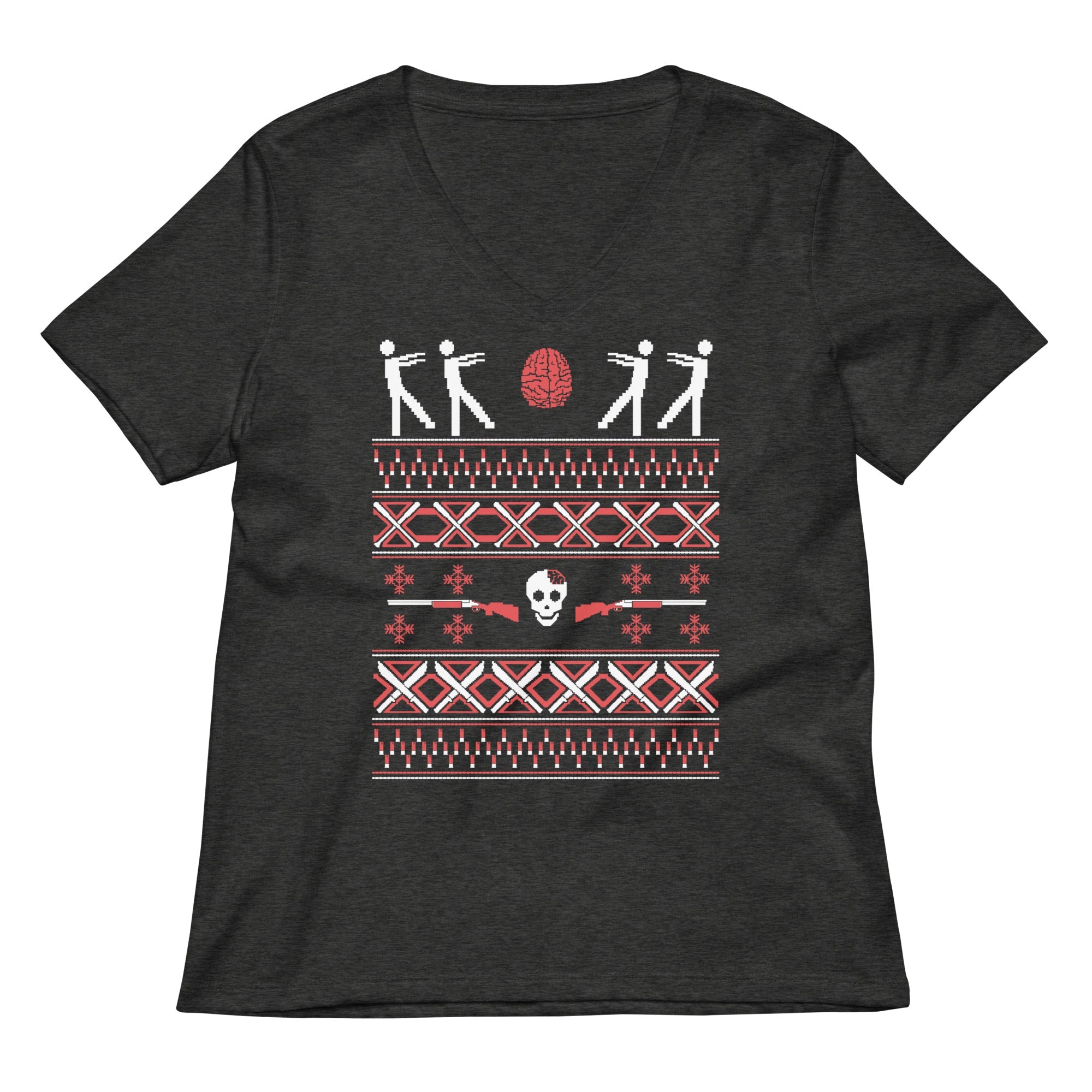 Zombie Christmas Sweater Women's V-Neck Tee