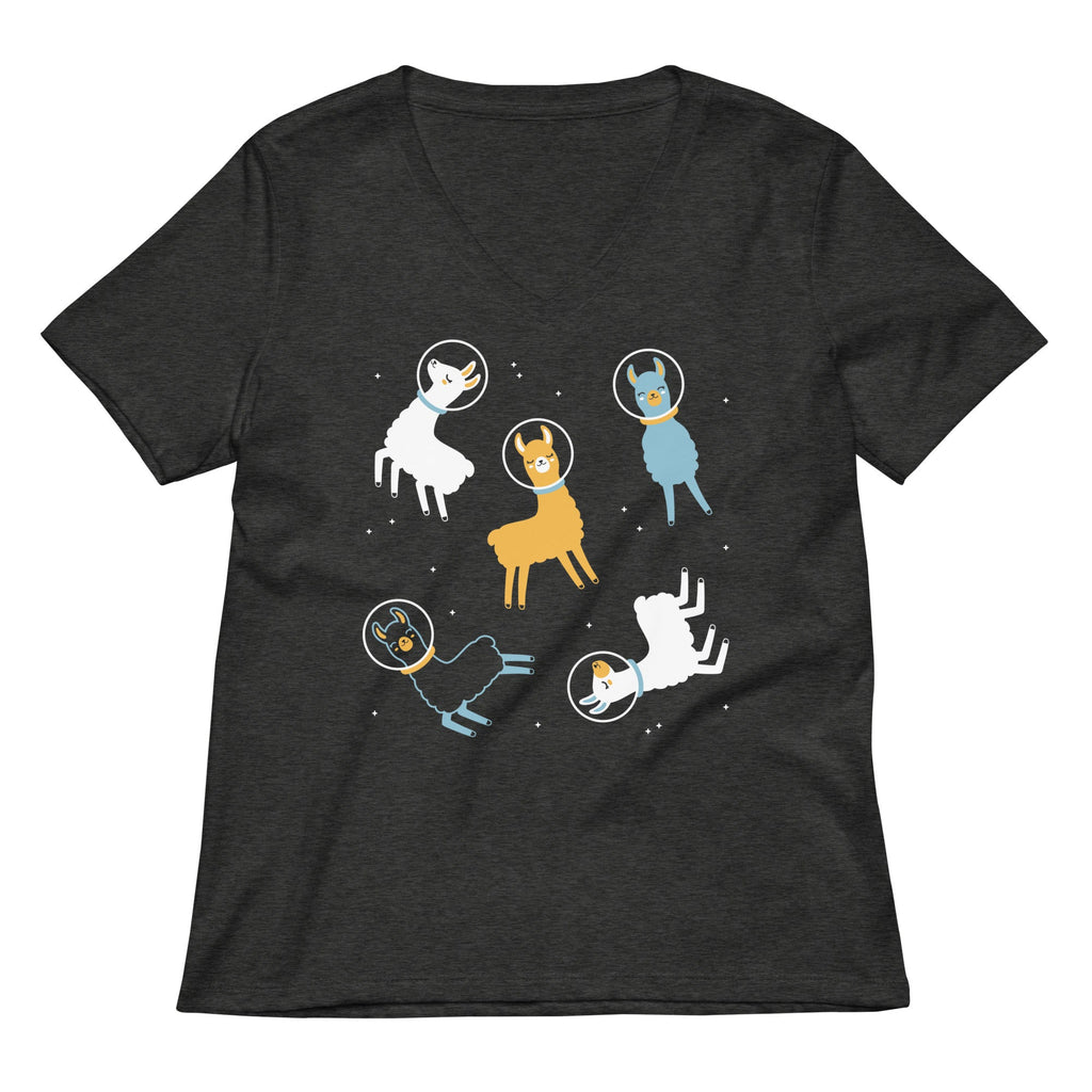 Llamas In Space Women's V-Neck Tee