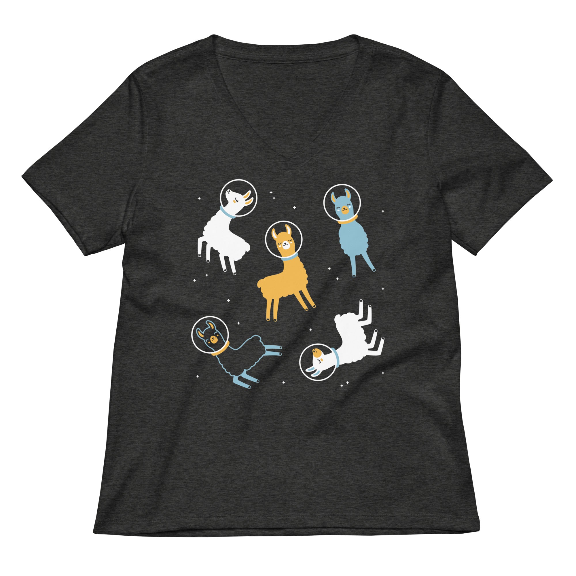 Llamas In Space Women's V-Neck Tee