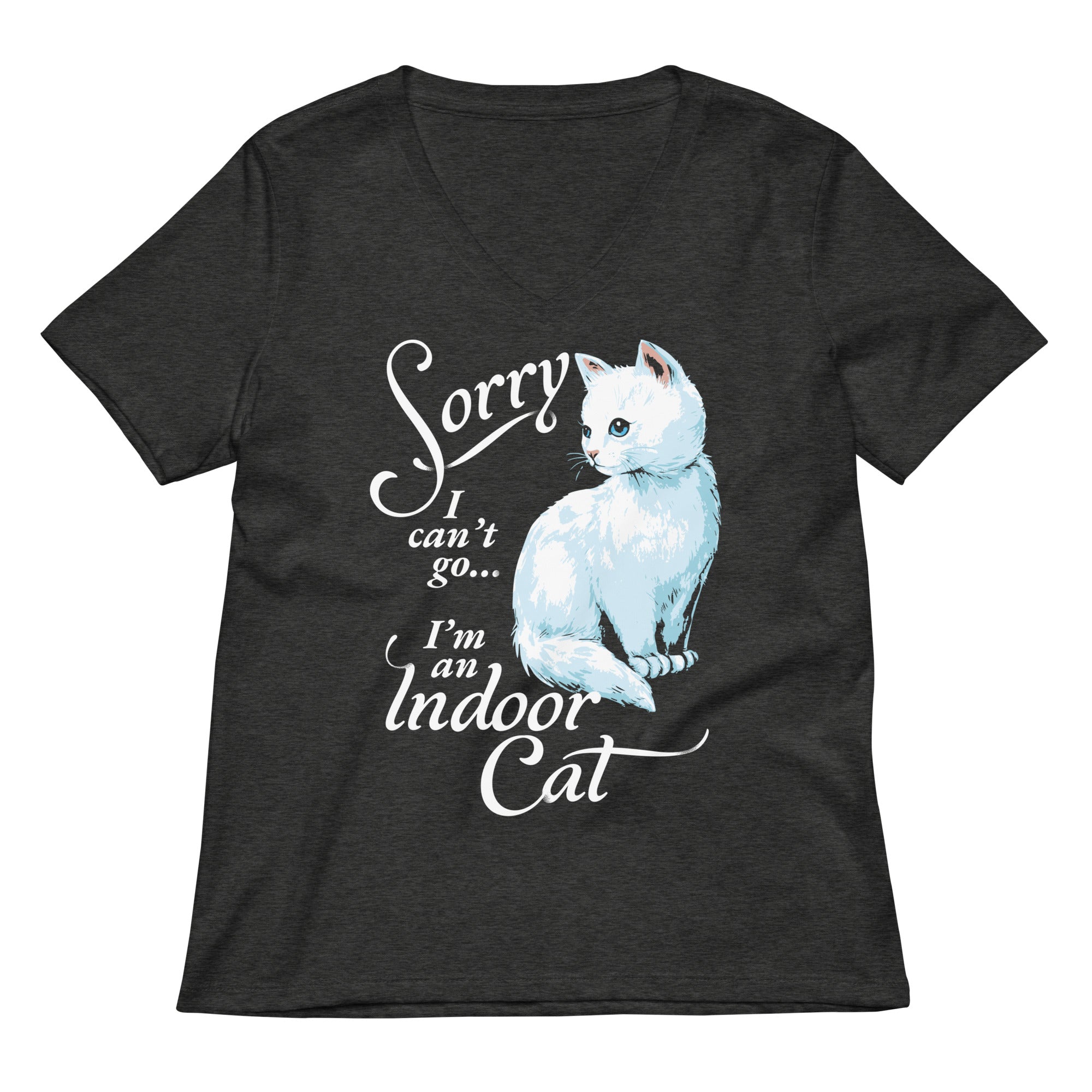 Sorry I Can't Go I'm An Indoor Cat Women's V-Neck Tee
