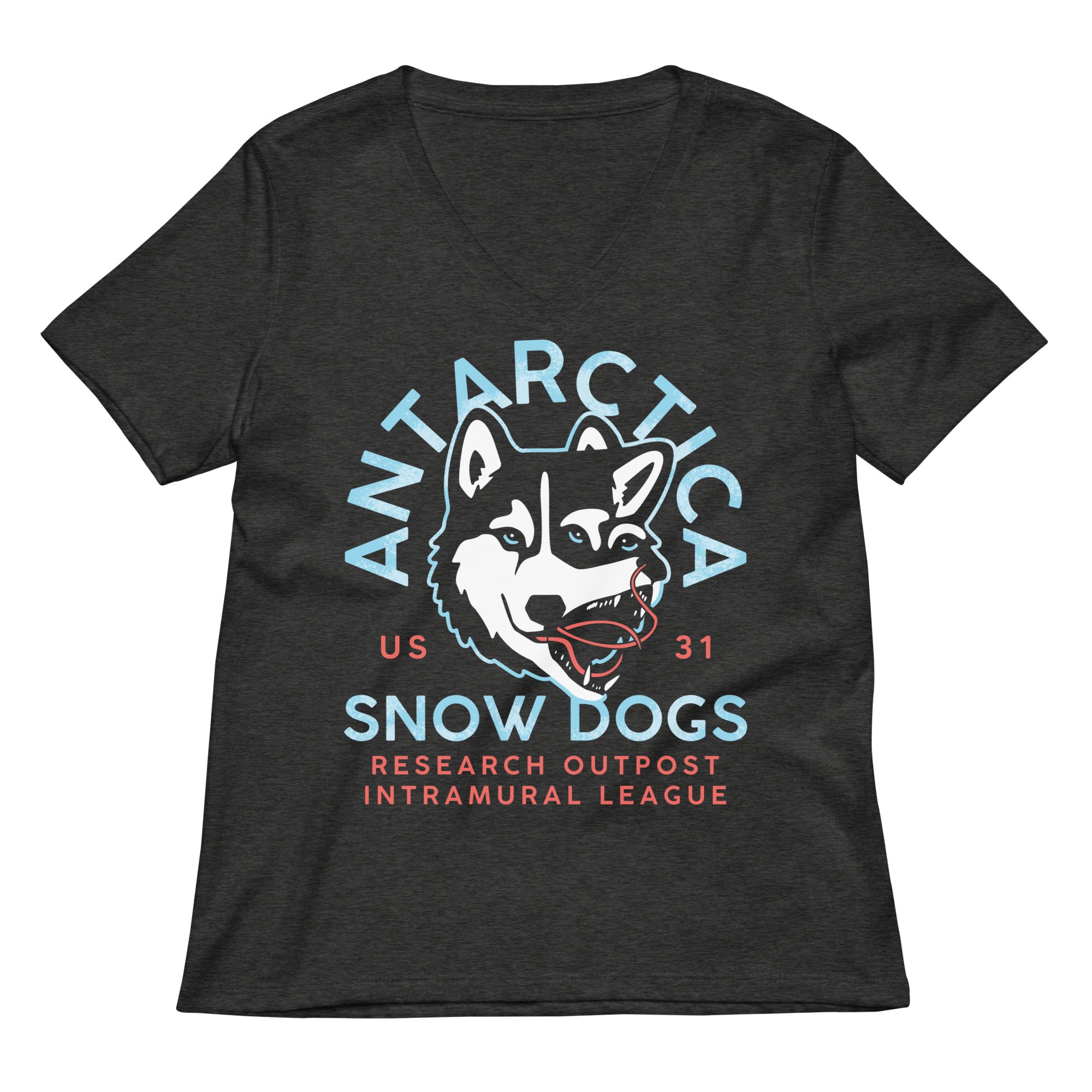 Antarctica Snow Dogs Women's V-Neck Tee