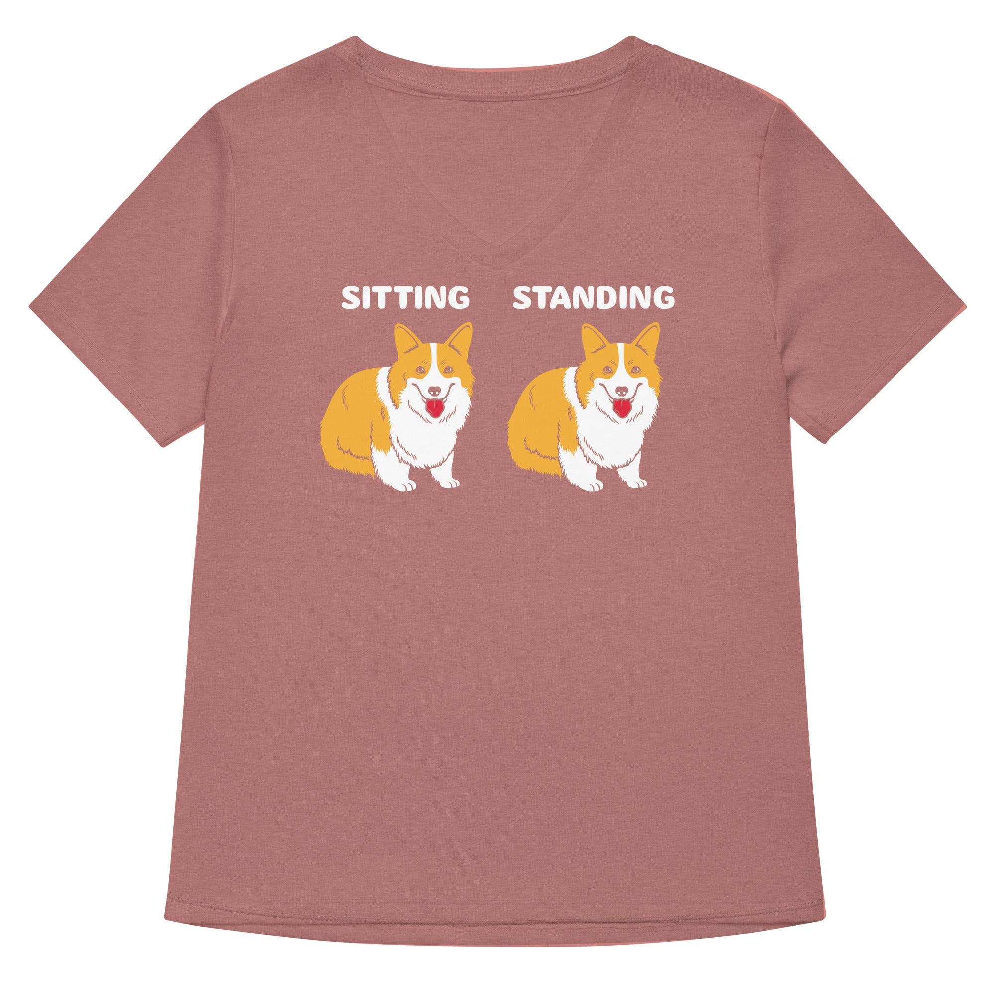 Corgi Sitting And Standing Women's V-Neck Tee