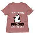 Warning, Pandas Are Bears Women's V-Neck Tee