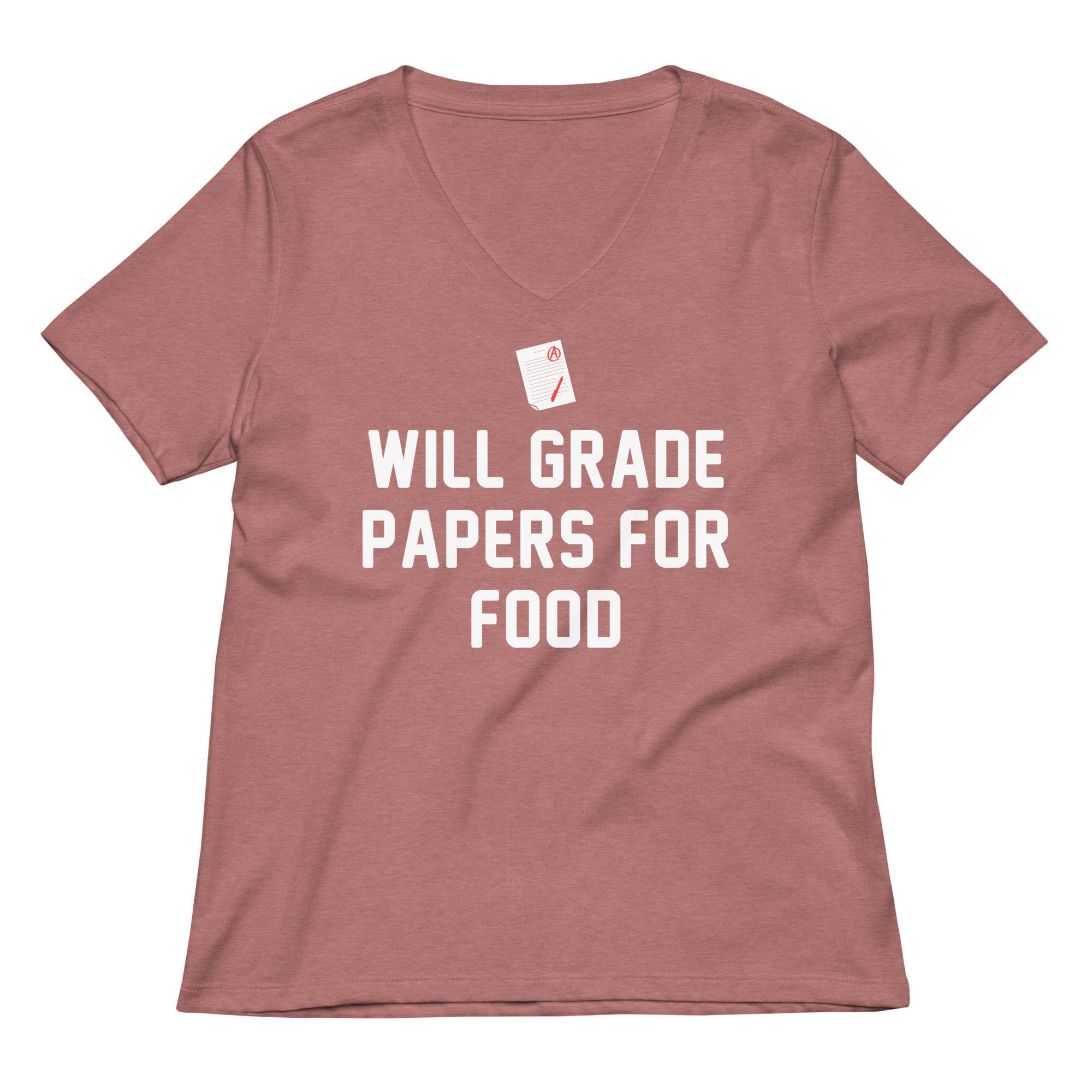 Will Grade Papers For Food Women's V-Neck Tee