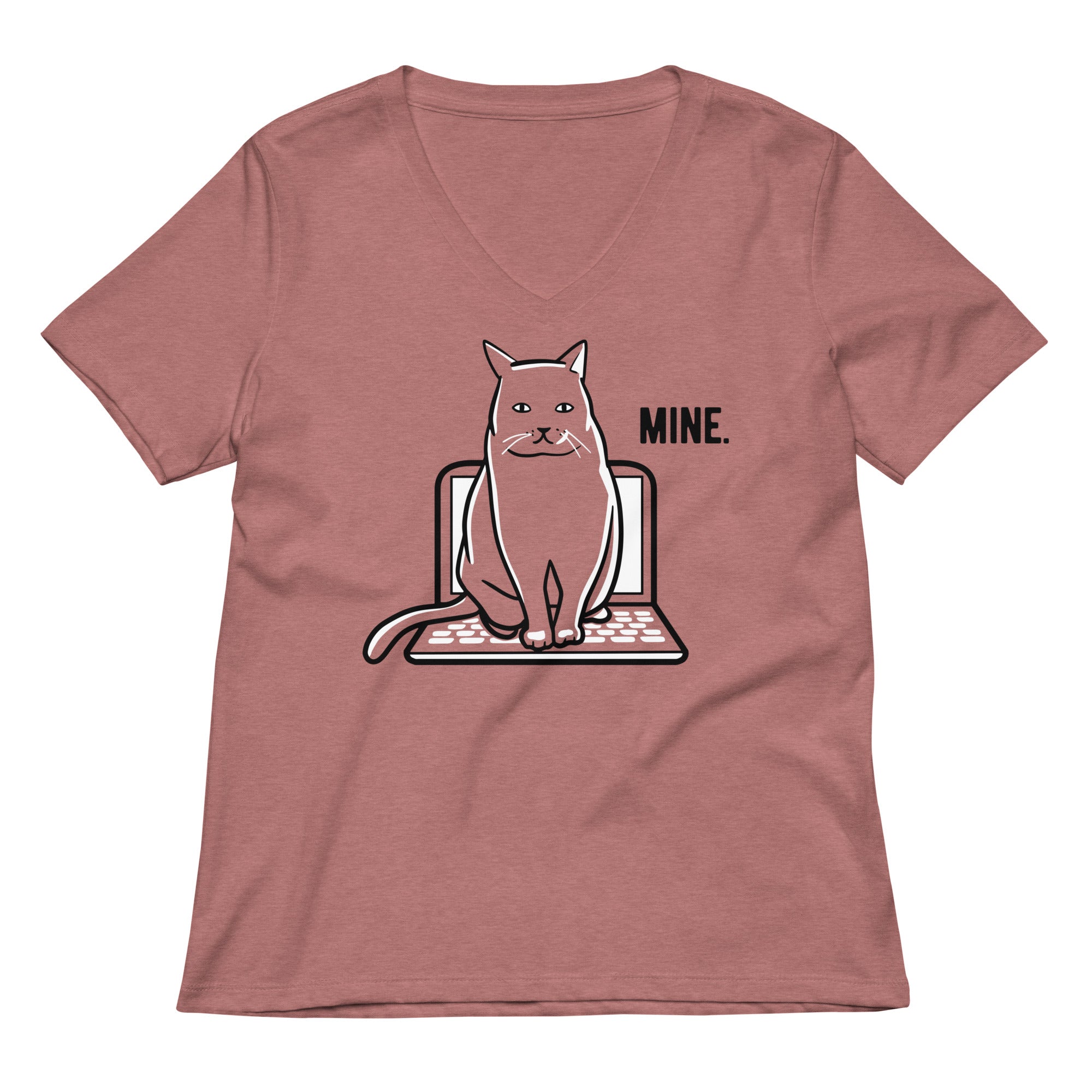 Mine Computer Cat Women's V-Neck Tee