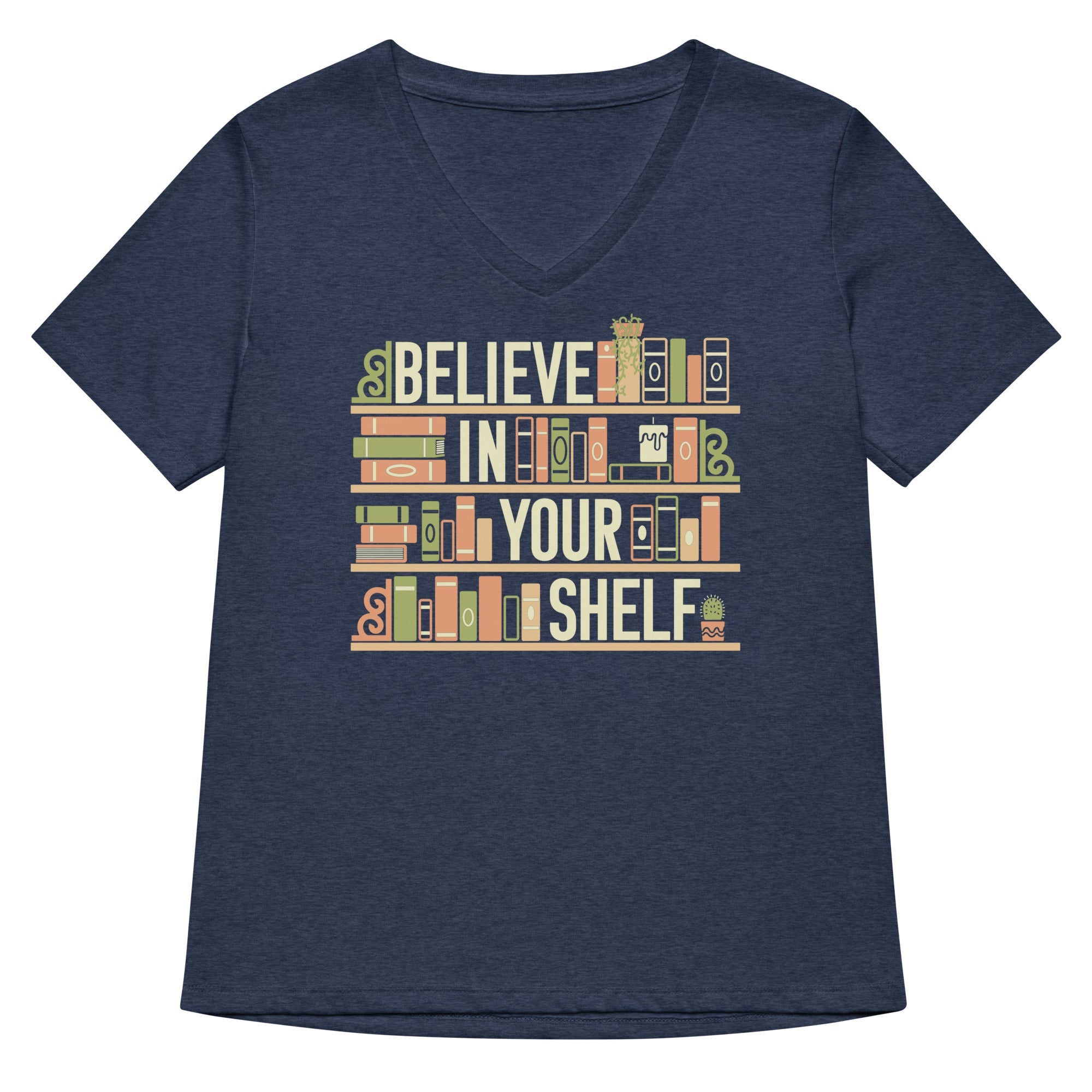Believe In Your Shelf Women's V-Neck Tee
