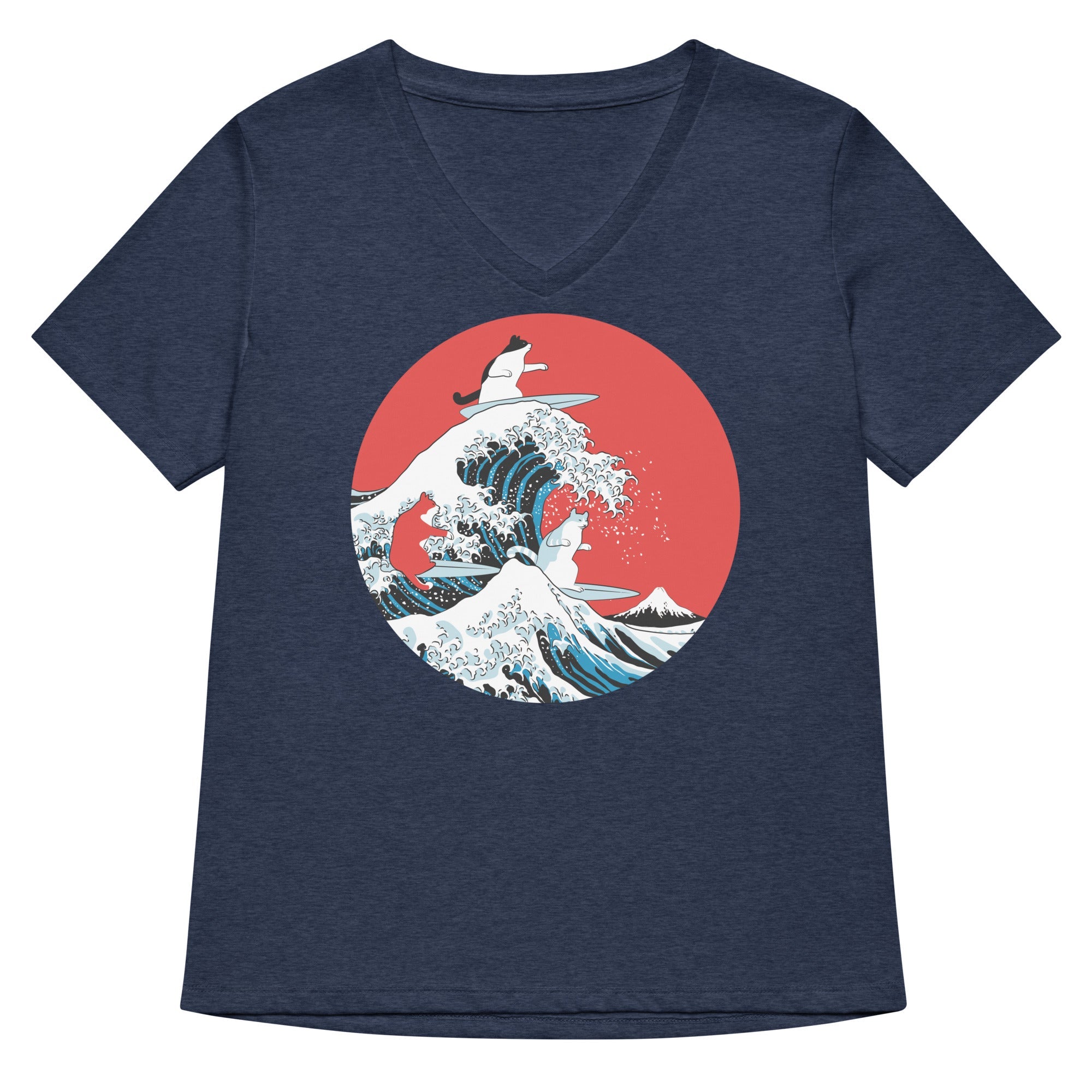 Big Wave Cats Women's V-Neck Tee