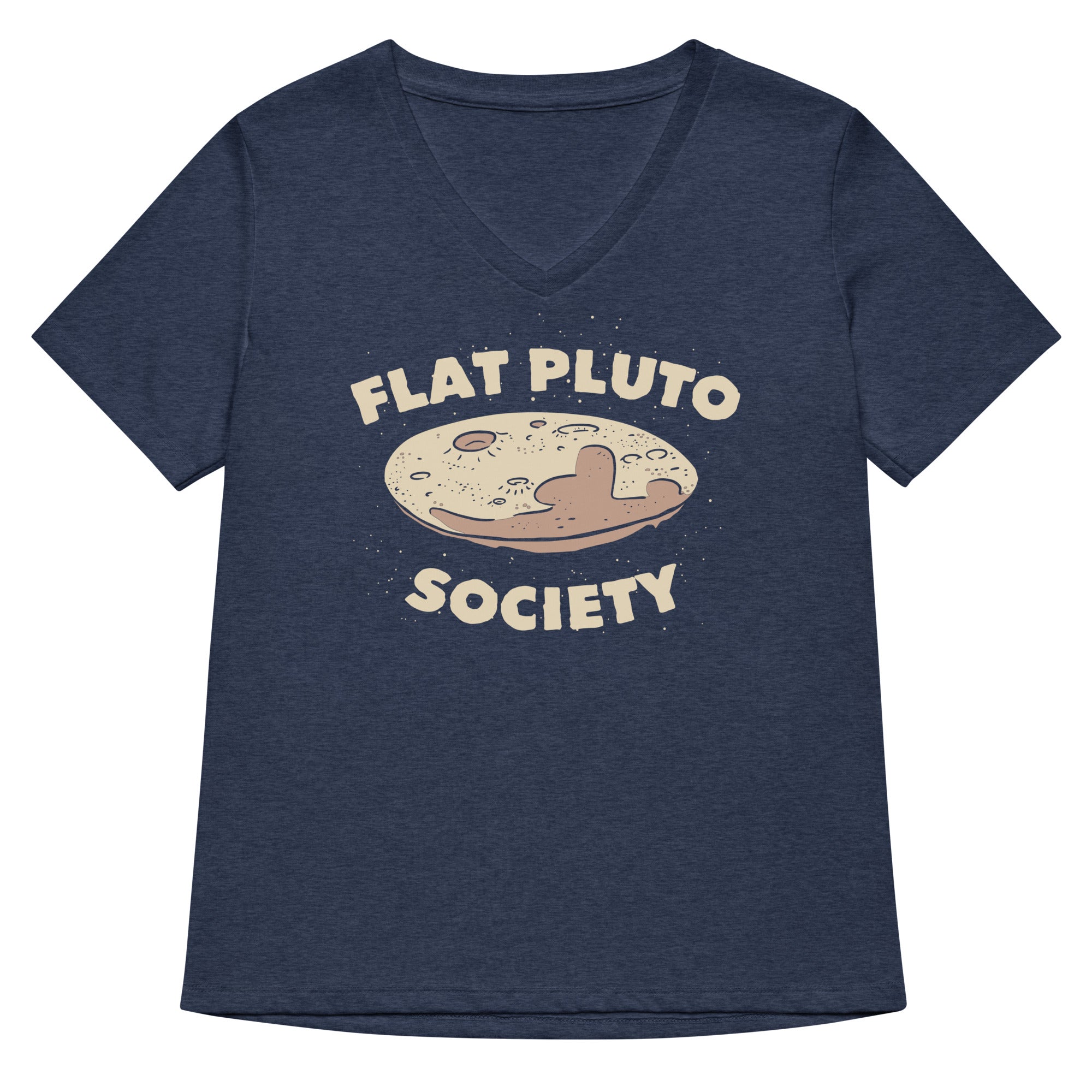 Flat Pluto Society Women's V-Neck Tee