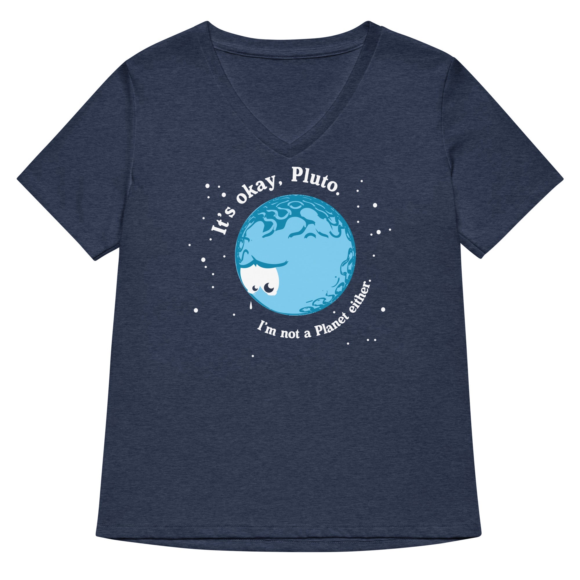 It's Okay Pluto Women's V-Neck Tee