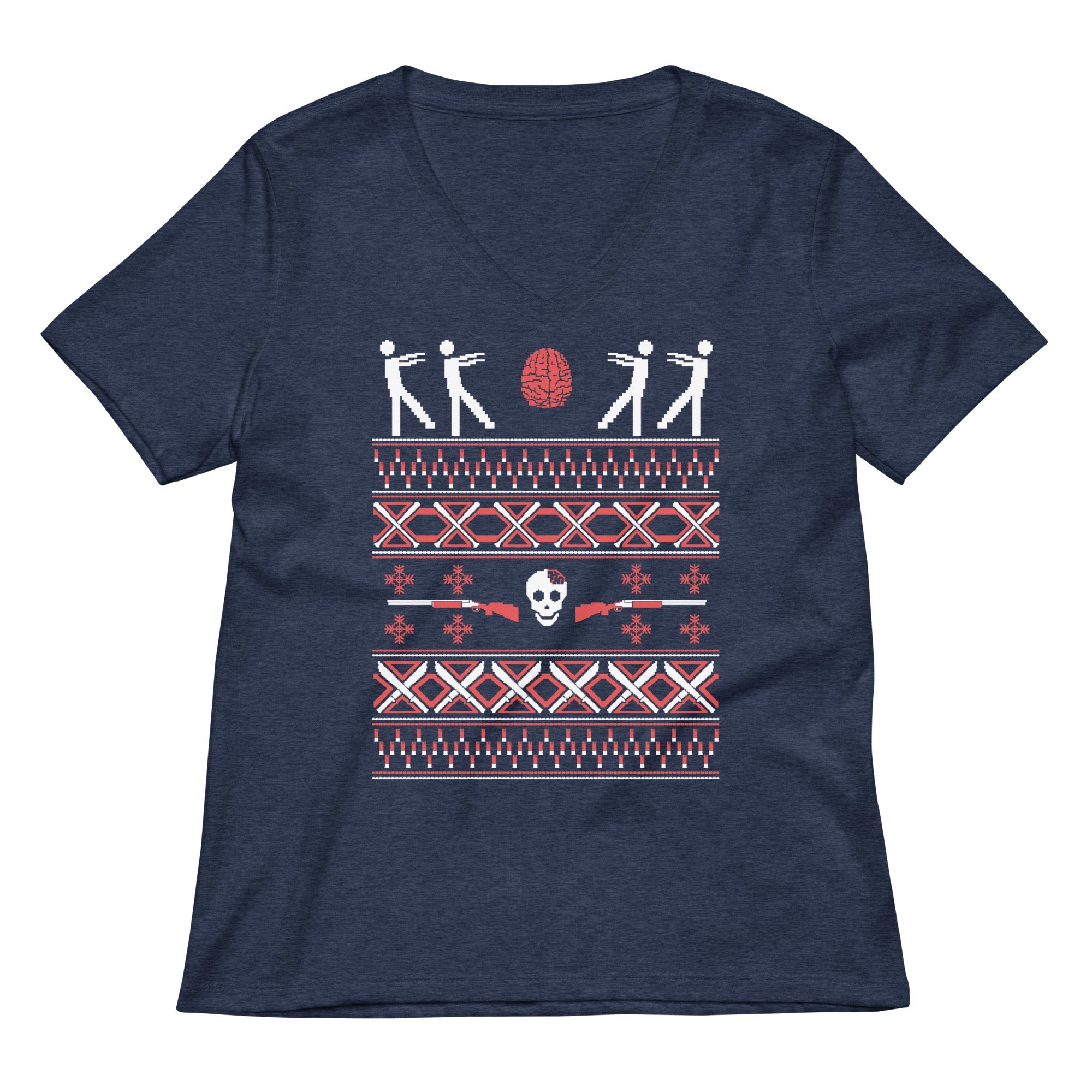 Zombie Christmas Sweater Women's V-Neck Tee
