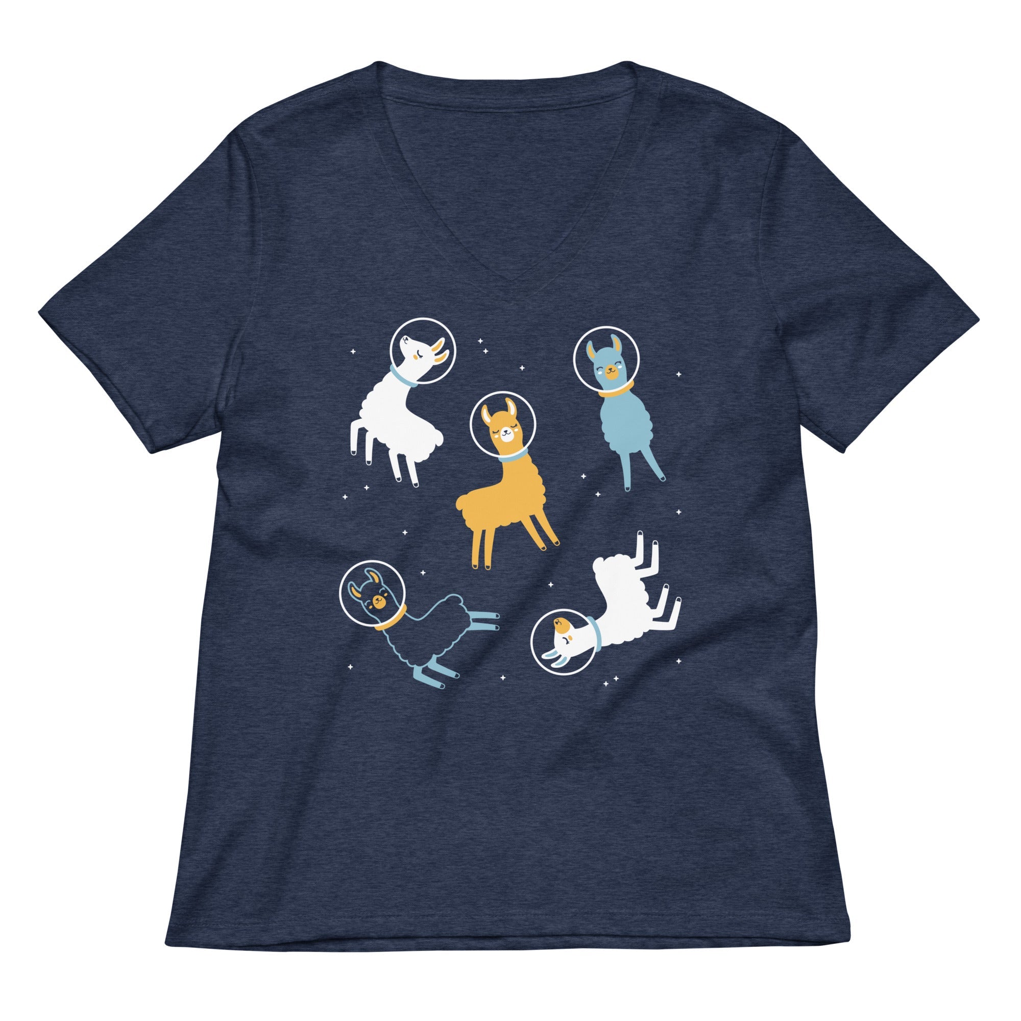 Llamas In Space Women's V-Neck Tee