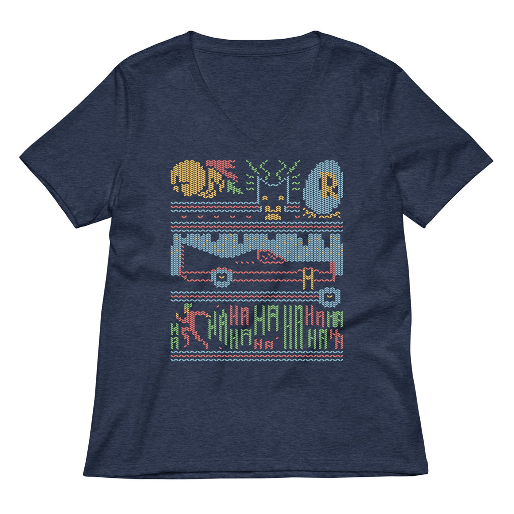Bat Christmas Sweater Women's V-Neck Tee