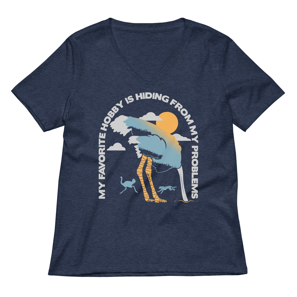 My Favorite Hobby Is Hiding From My Problems Women's V-Neck Tee