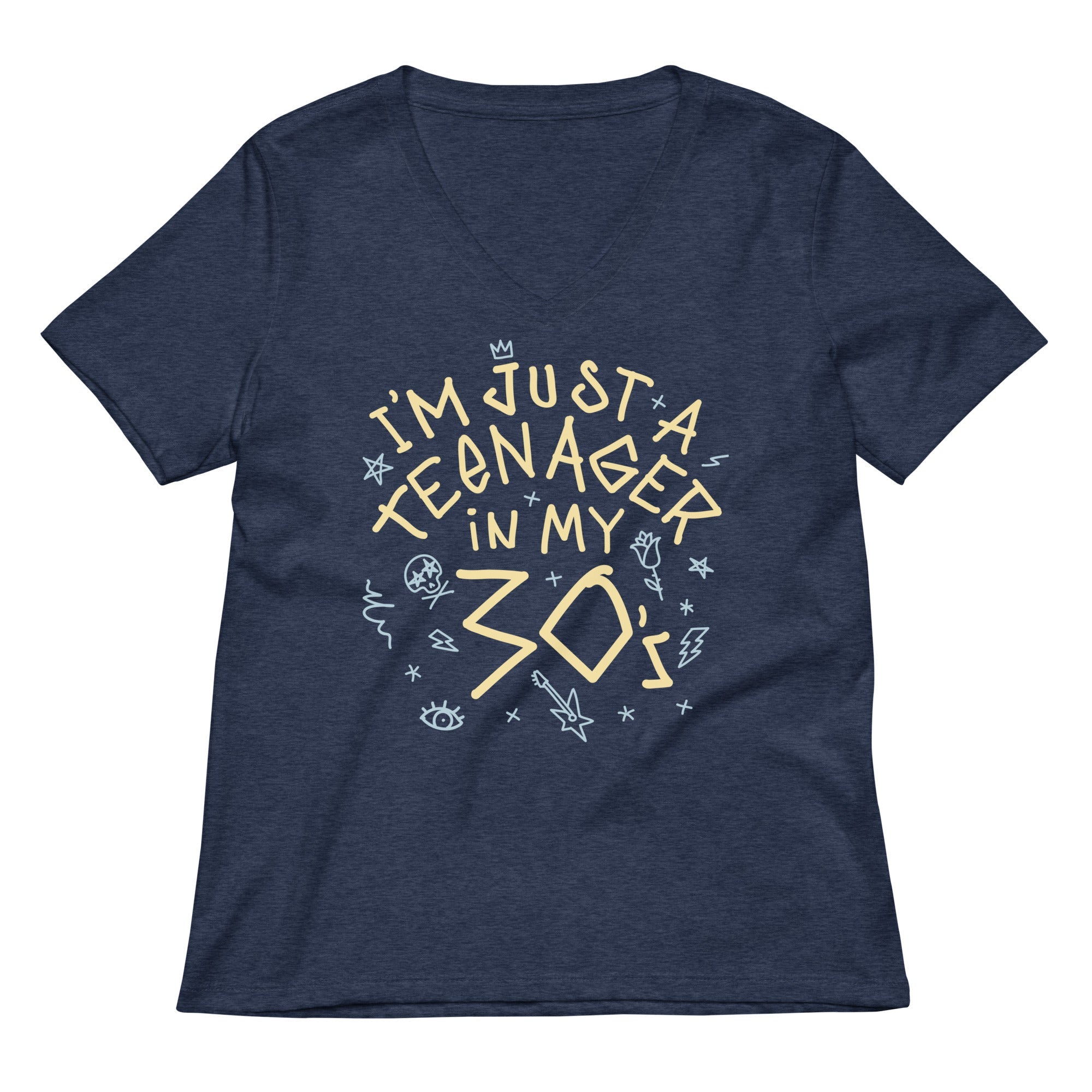 I'm Just A Teenager In My 30's Women's V-Neck Tee