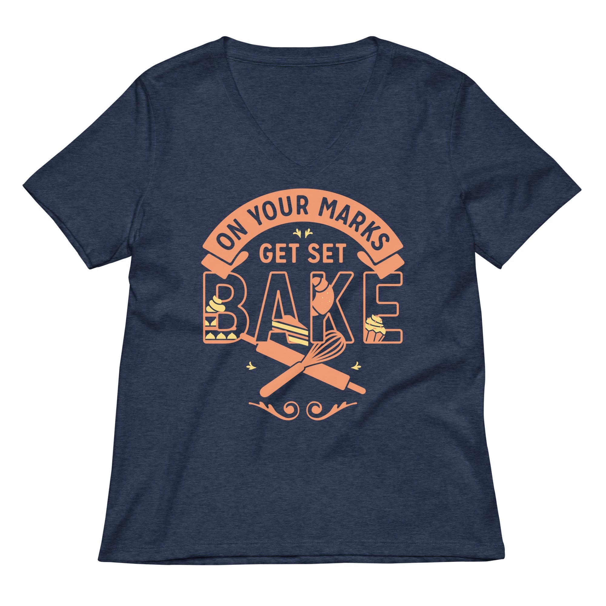 On Your Marks Get Set Bake Women's V-Neck Tee