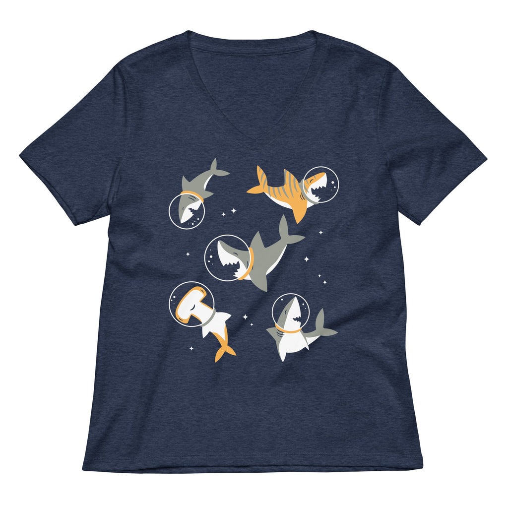 Sharks In Space Women's V-Neck Tee