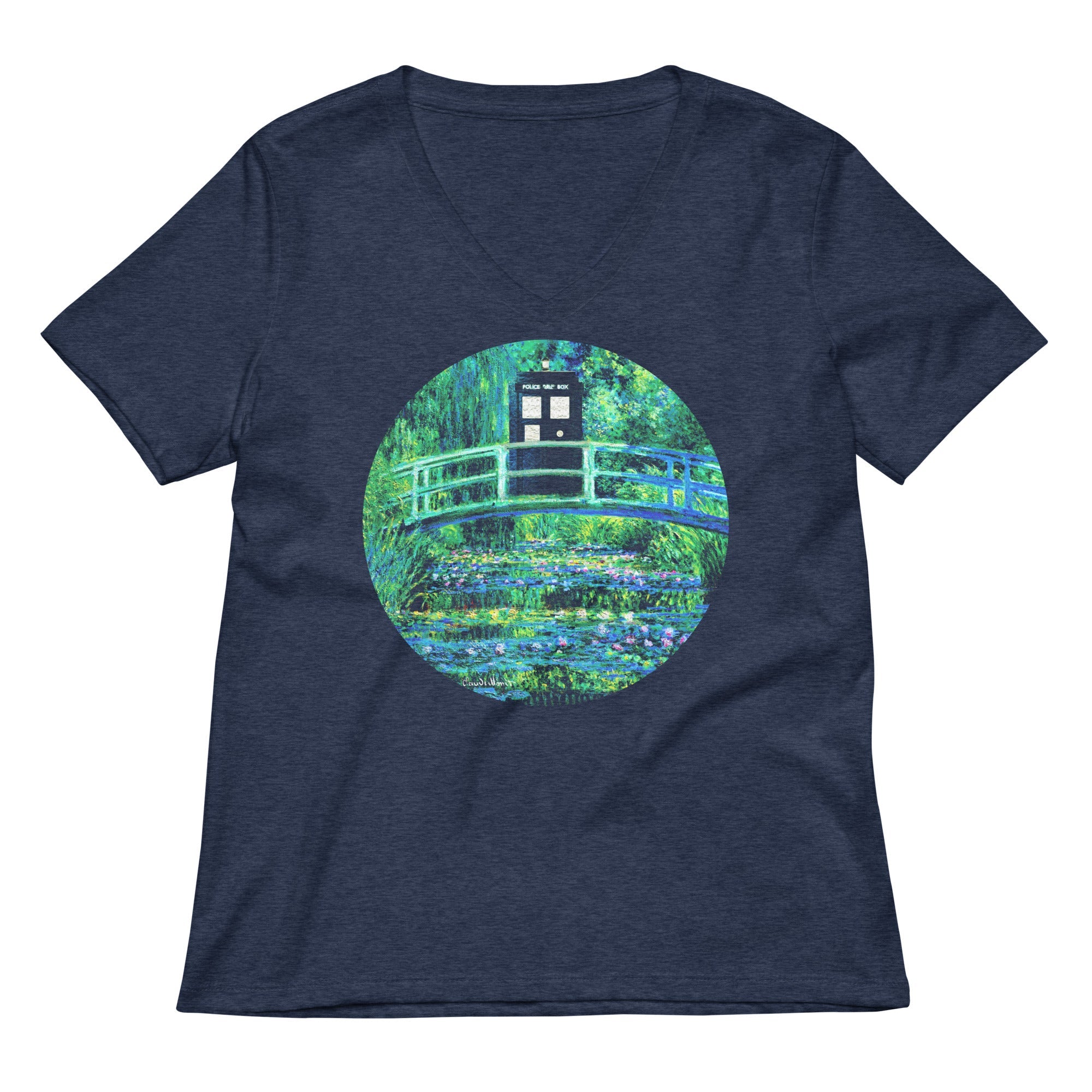 Water Lilies Police Box Women's V-Neck Tee