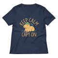 Keep Calm And Capy On Women's V-Neck Tee