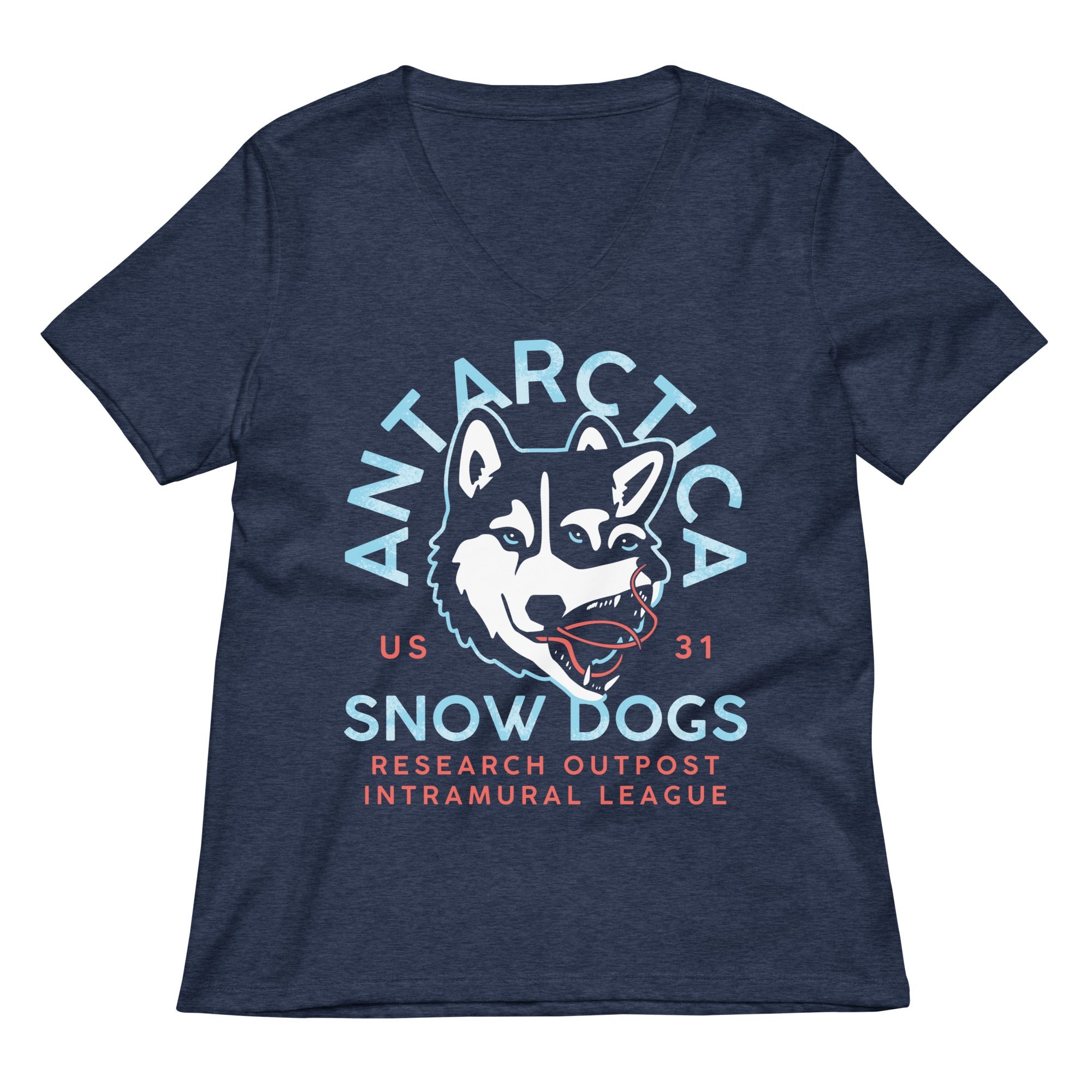 Antarctica Snow Dogs Women's V-Neck Tee