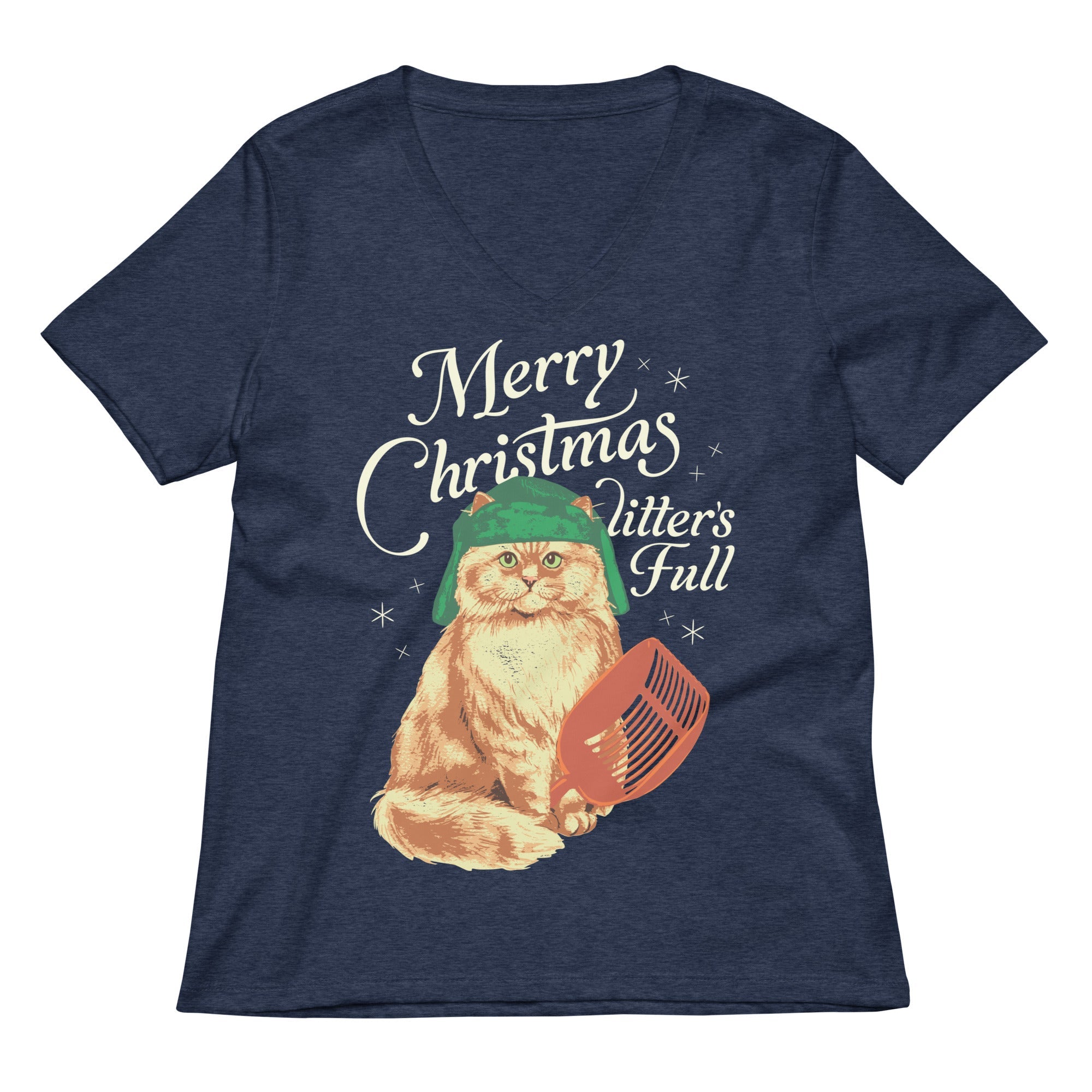 Merry Christmas Litter's Full Women's V-Neck Tee