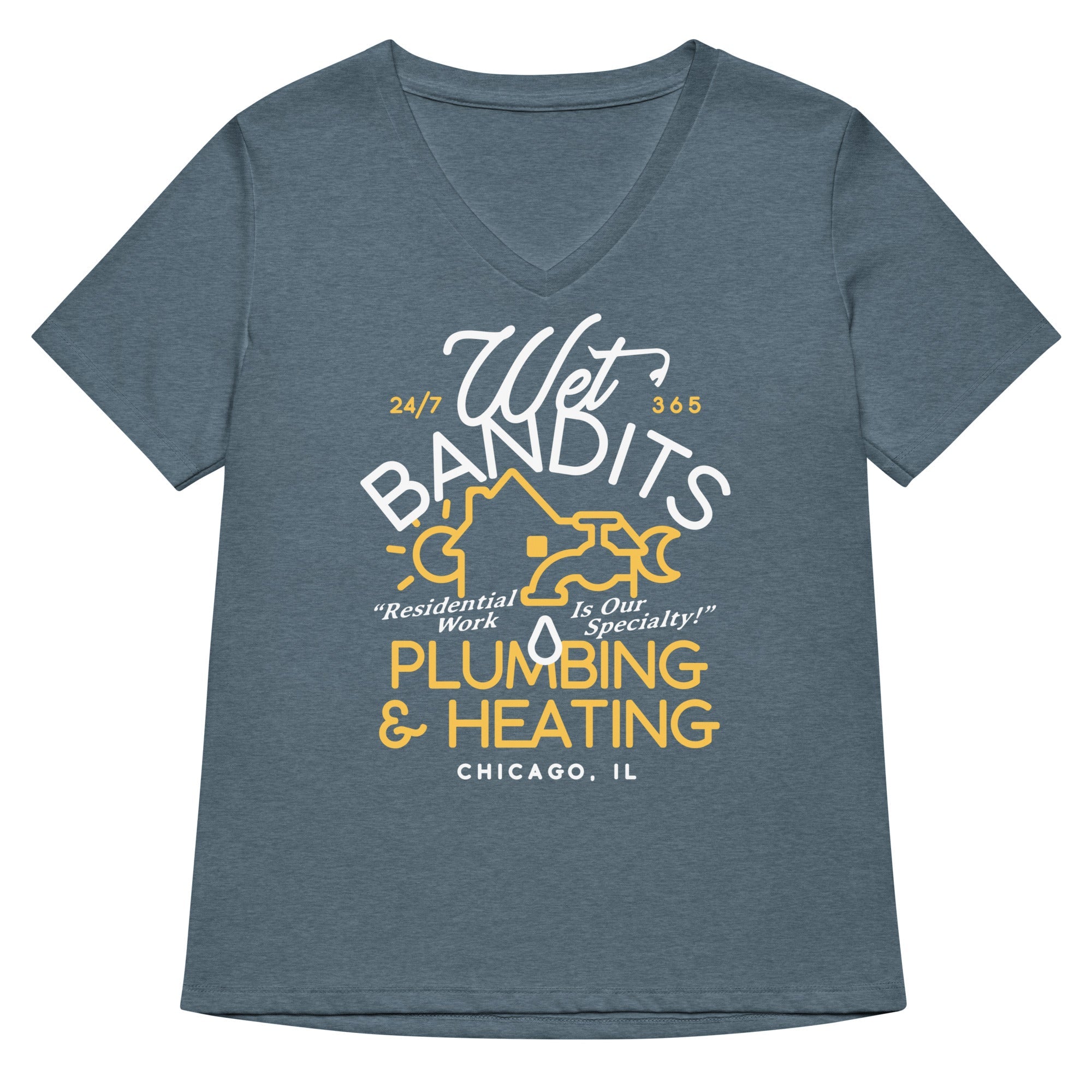 Wet Bandits Plumbing & Heating Women's V-Neck Tee