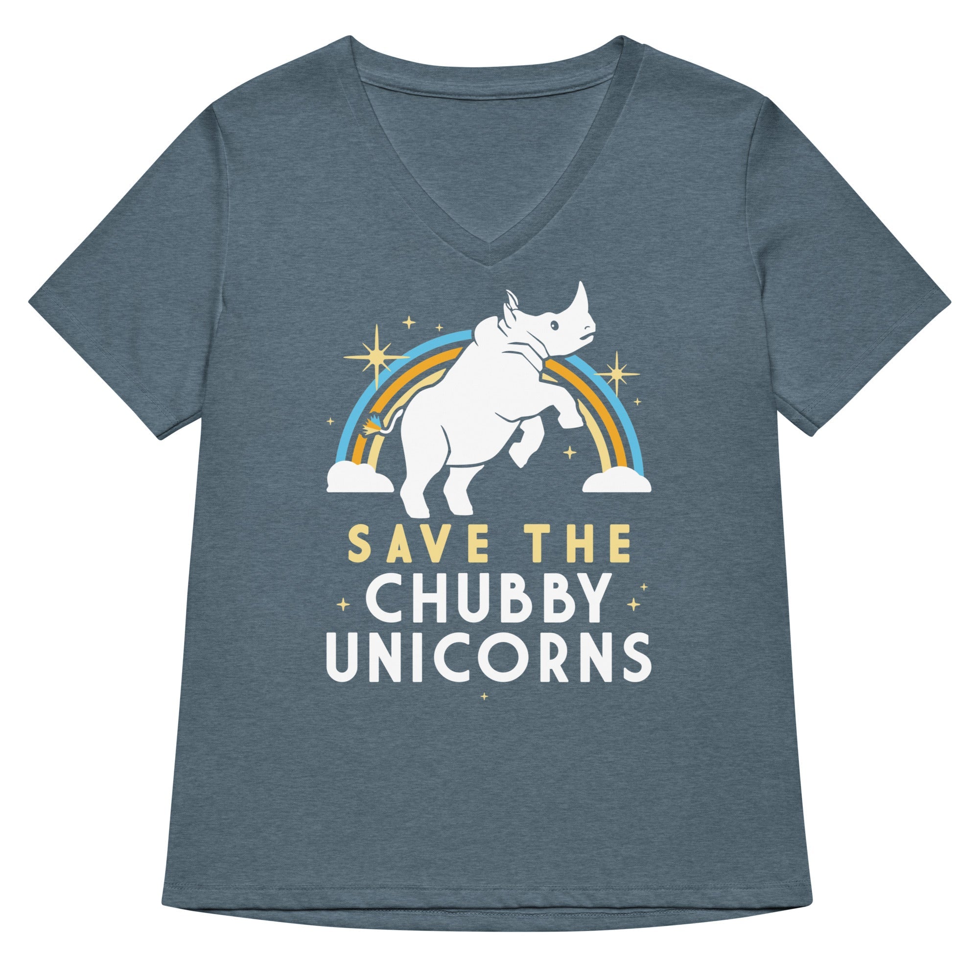 Save The Chubby Unicorns Women's V-Neck Tee