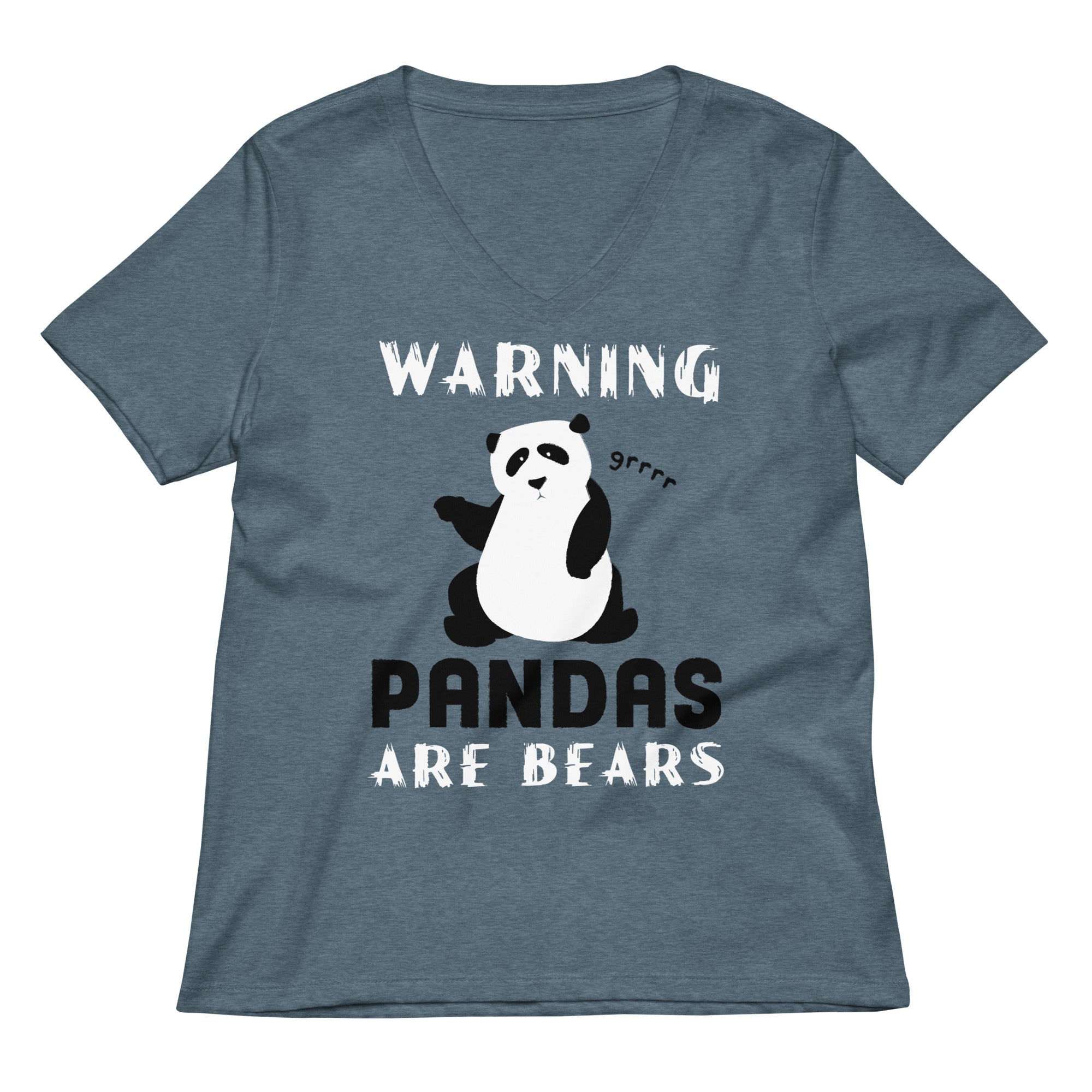 Warning, Pandas Are Bears Women's V-Neck Tee