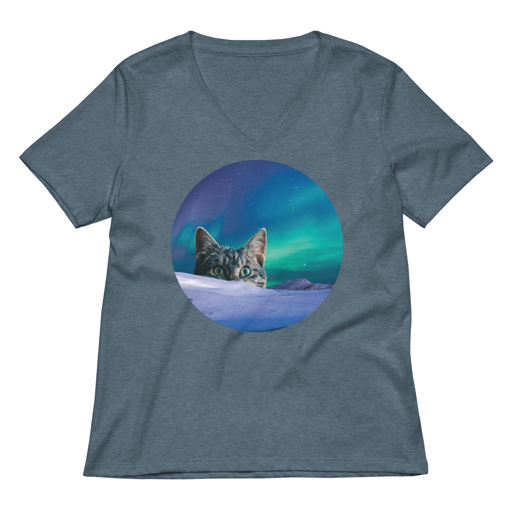 Meowthern Lights Women's V-Neck Tee