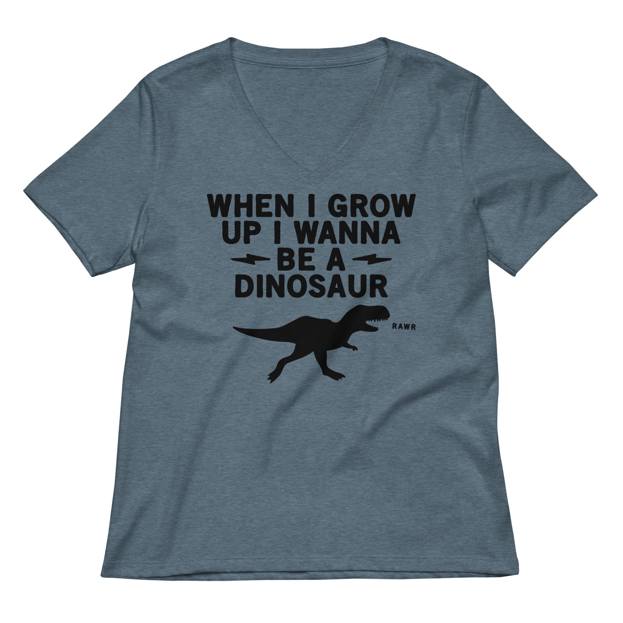 When I Grow Up I Wanna Be A Dinosaur Women's V-Neck Tee