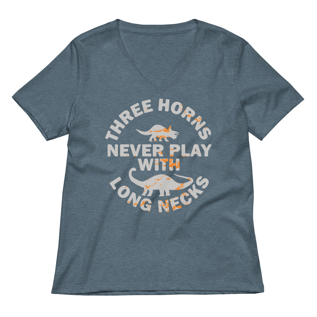 Three Horns Never Play With Long Necks Women's V-Neck Tee