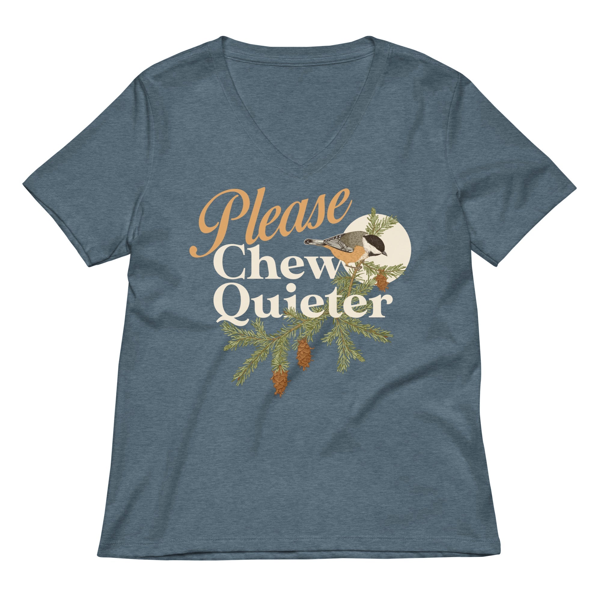 Please Chew Quieter Women's V-Neck Tee