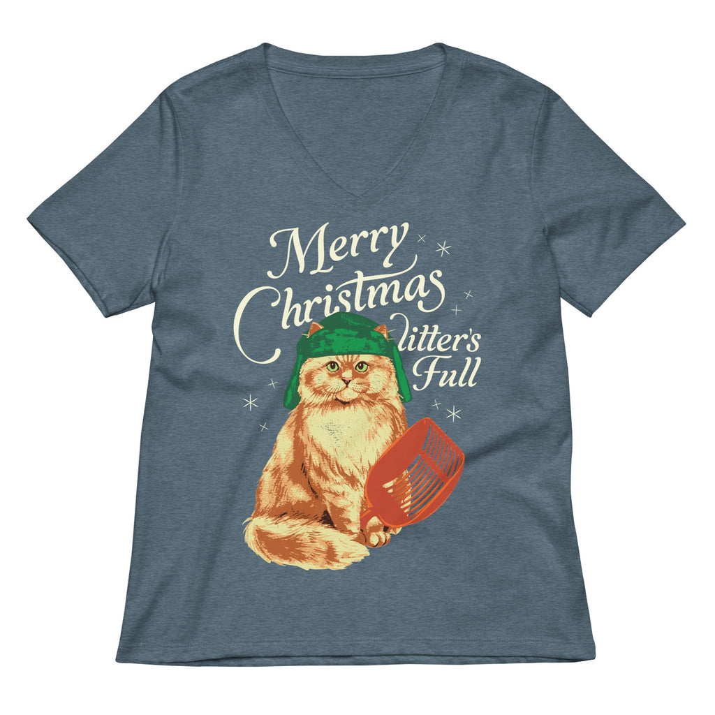 Merry Christmas Litter's Full Women's V-Neck Tee