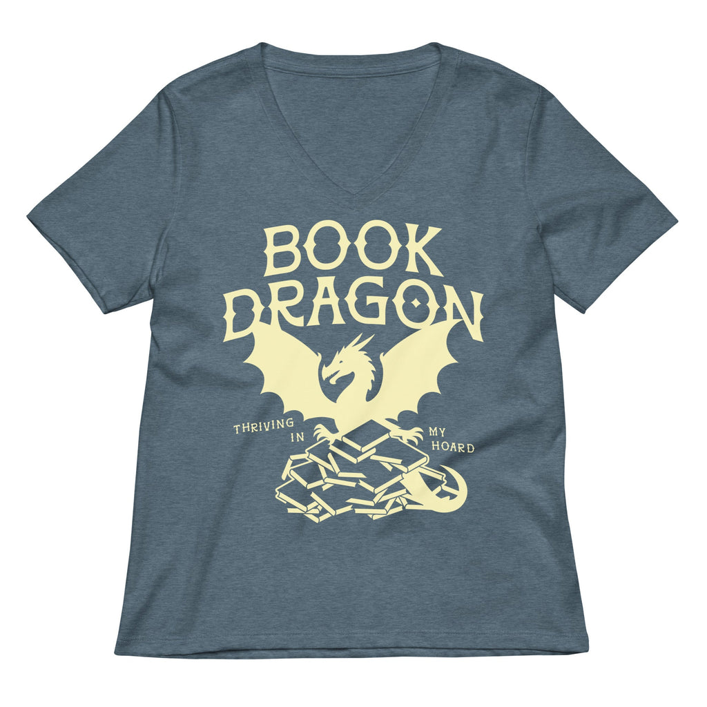 Book Dragon Thriving In My Hoard Women's V-Neck Tee