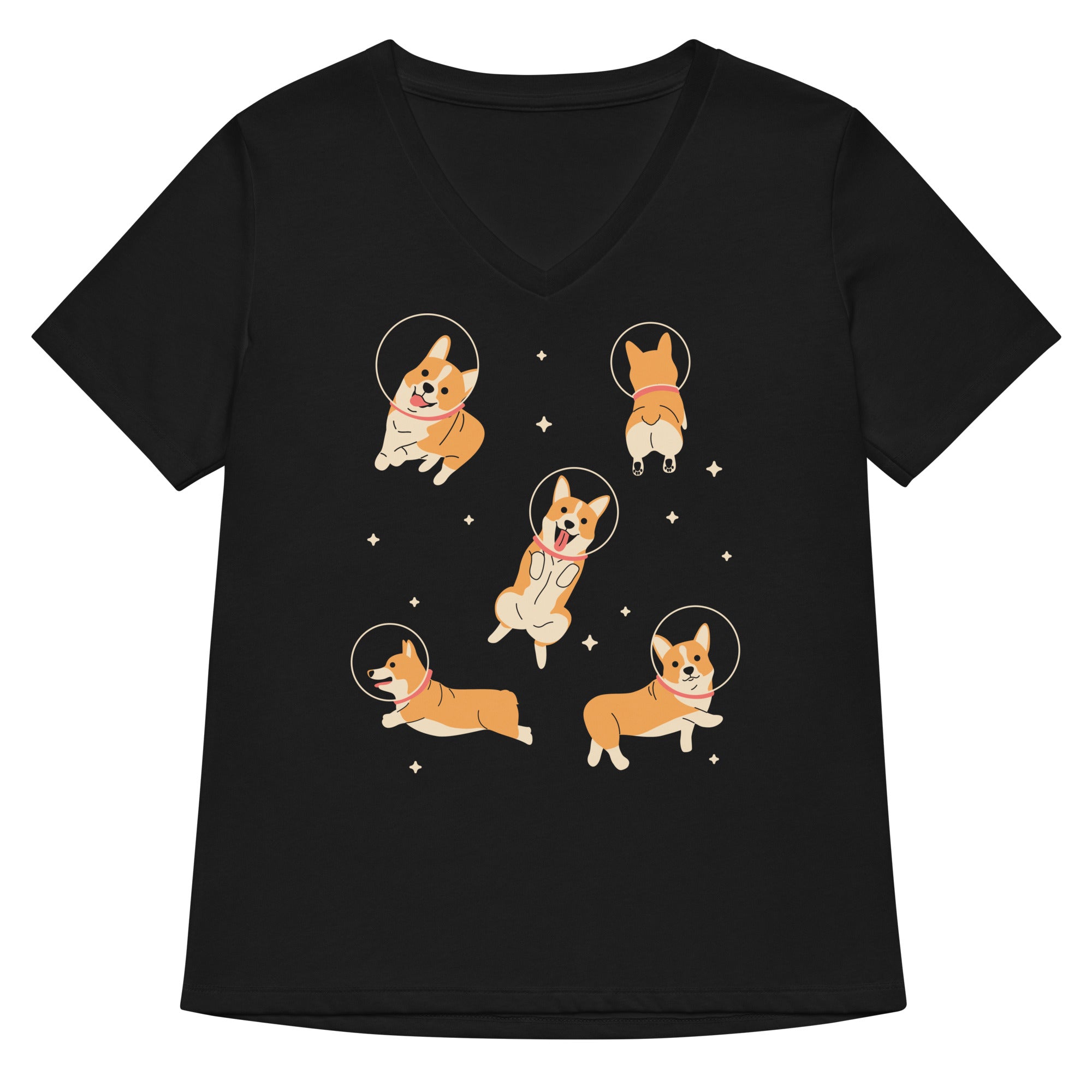 Corgis In Space Women's V-Neck Tee