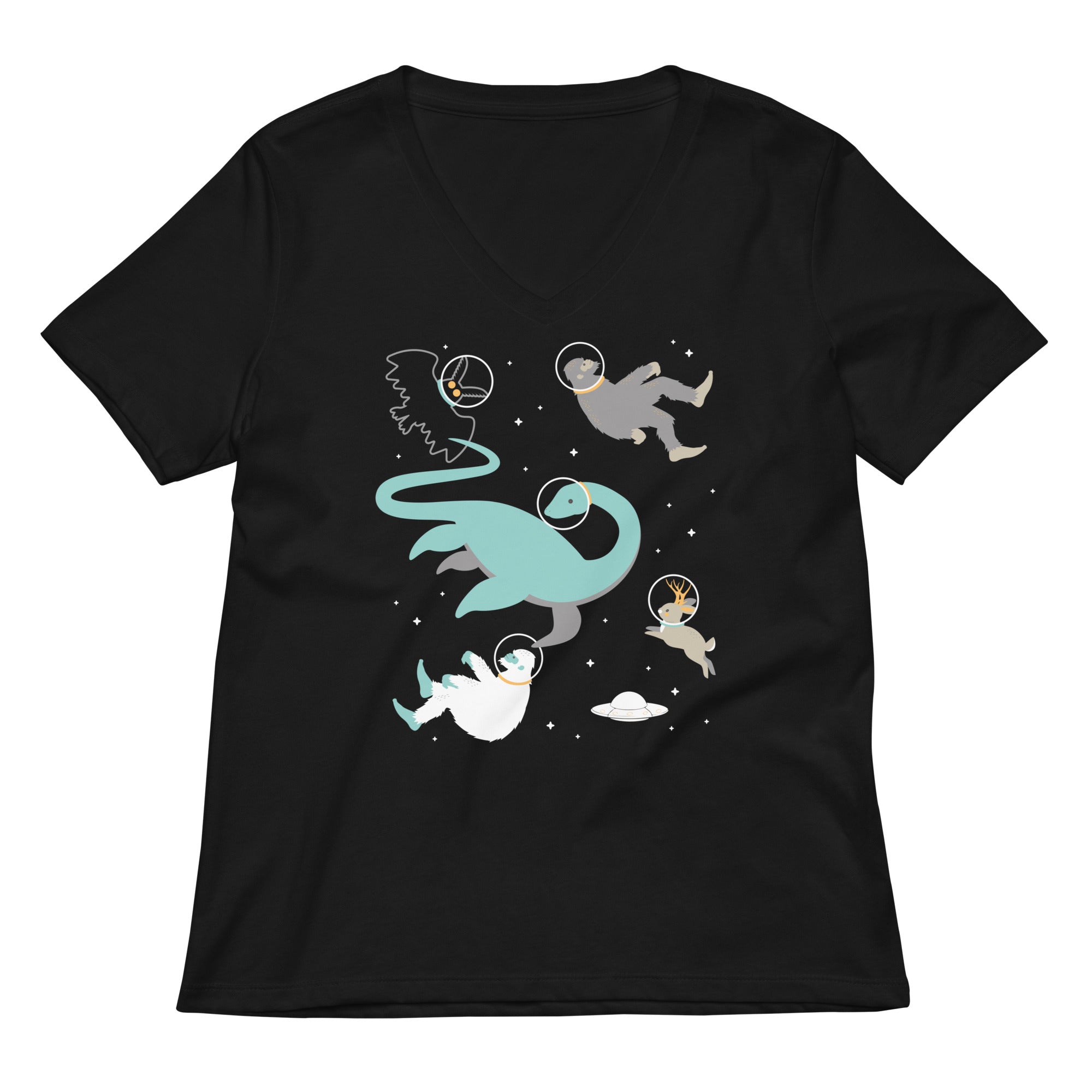 Cryptids In Space Women's V-Neck Tee