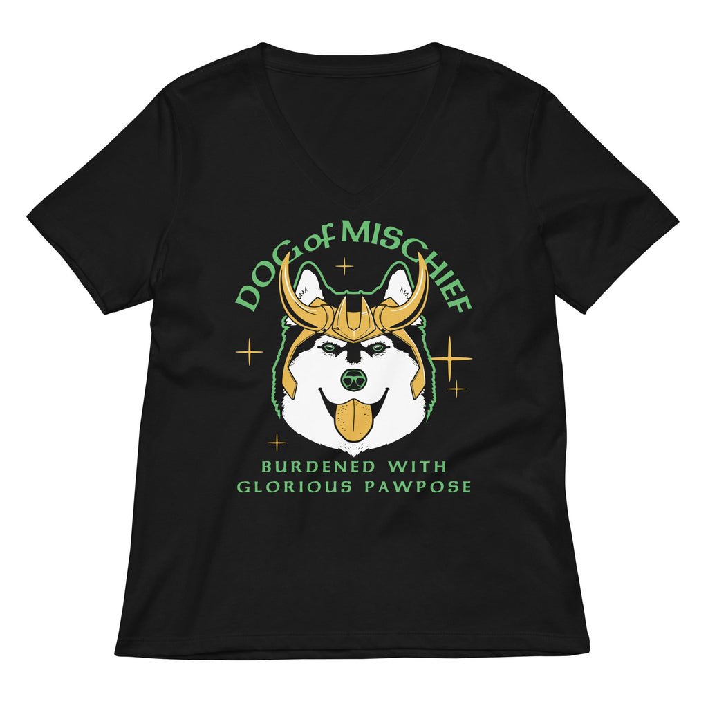 Dog Of Mischief Women's V-Neck Tee