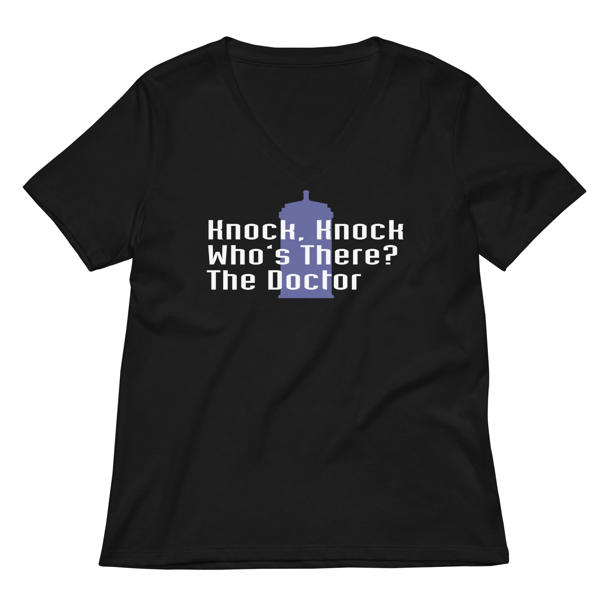 Knock Knock! Who's There? The Doctor Women's V-Neck Tee