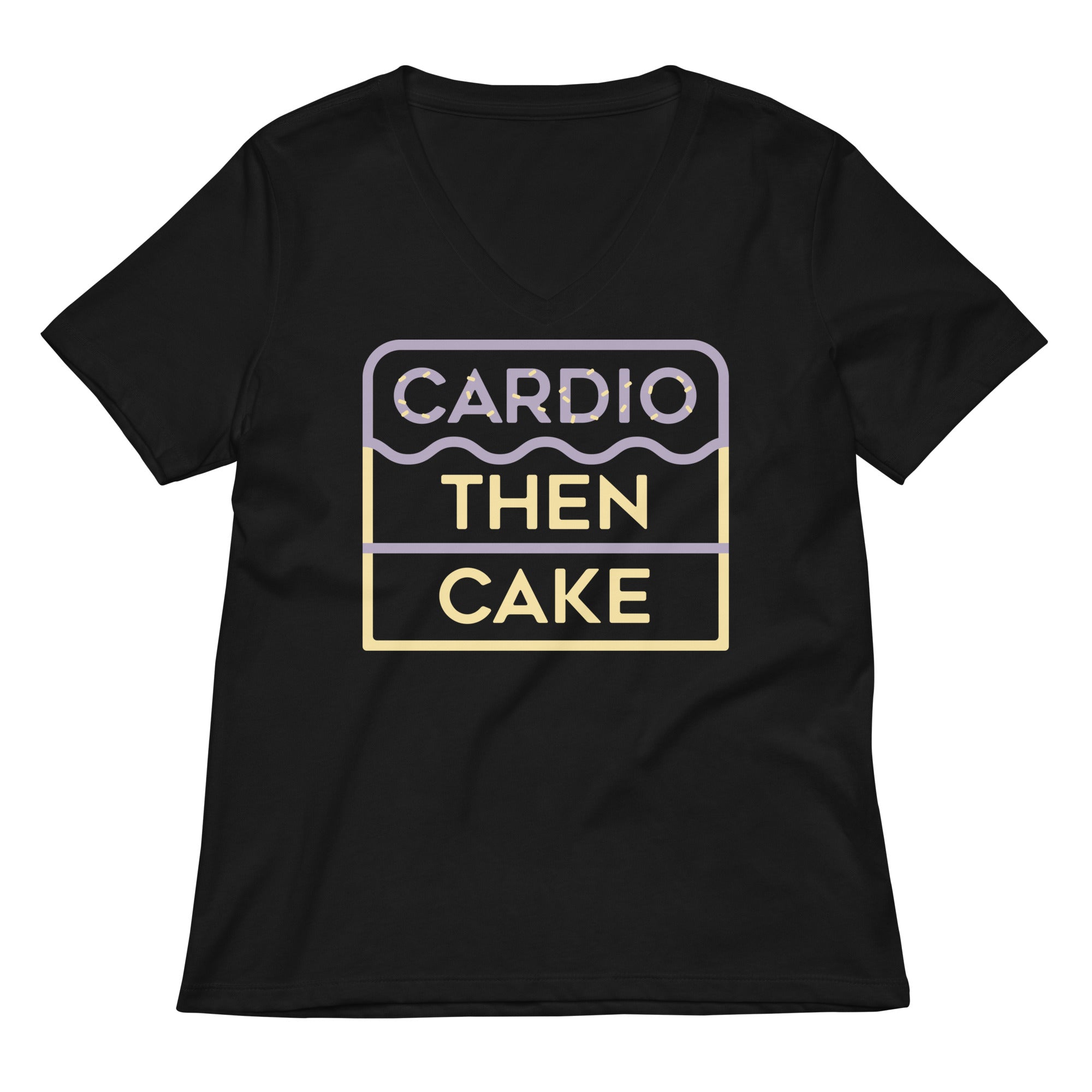 Cardio Then Cake Women's V-Neck Tee