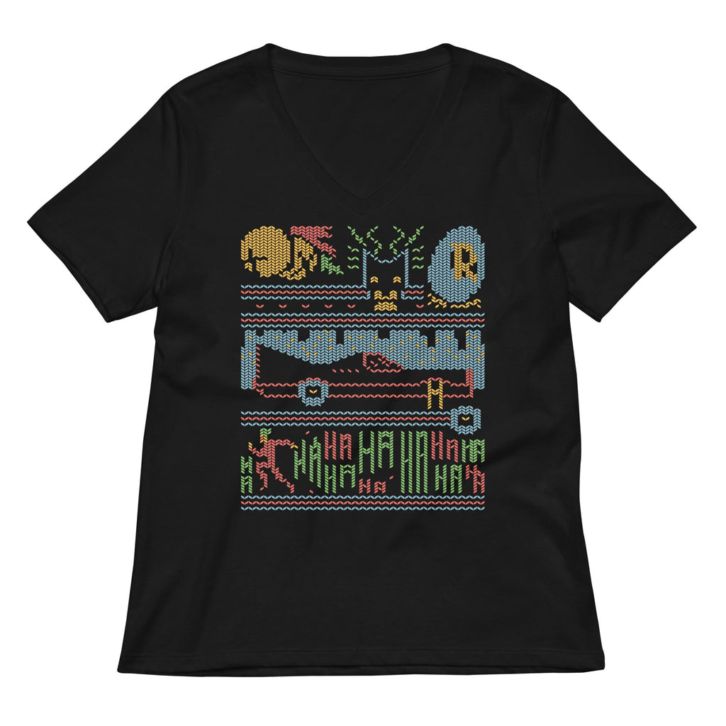 Bat Christmas Sweater Women's V-Neck Tee