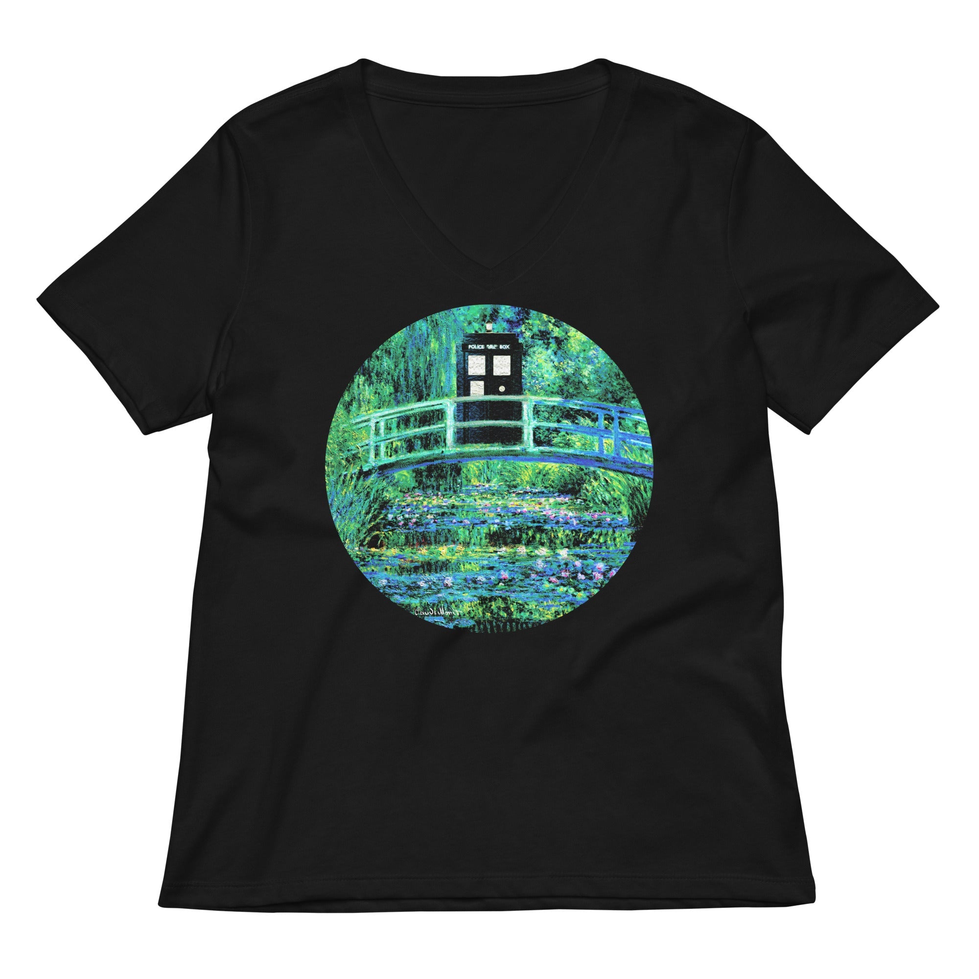 Water Lilies Police Box Women's V-Neck Tee