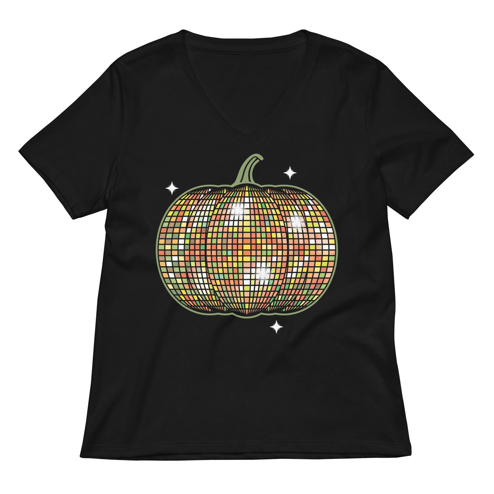 Disco Pumpkin Women's V-Neck Tee