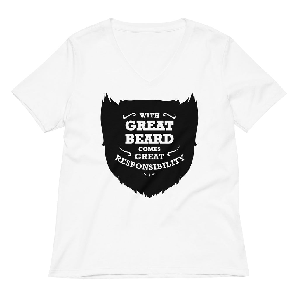 With Great Beard Comes Great Responsibility Women's V-Neck Tee