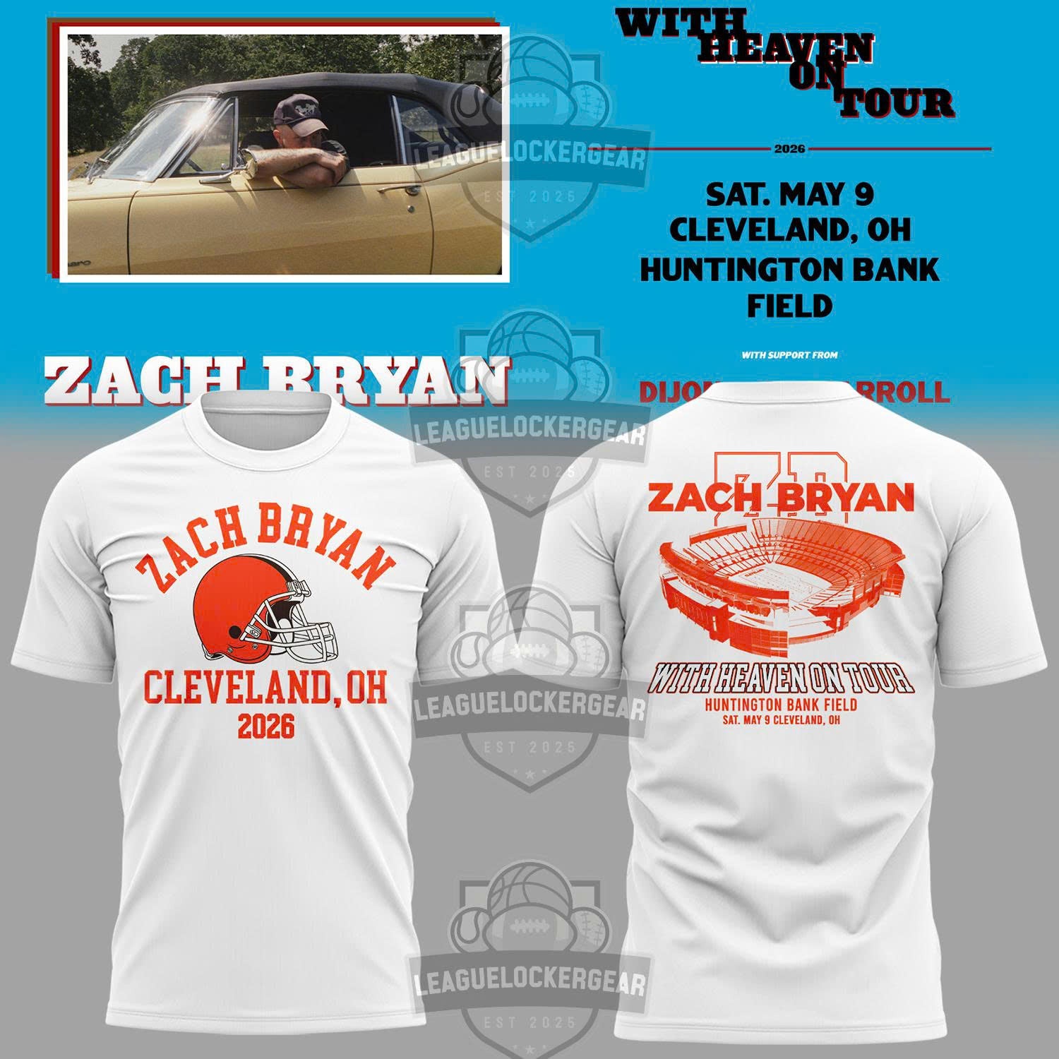 Zach Bryan Cleveland Browns With Heaven On Tour Cleveland 2026 Hoodie