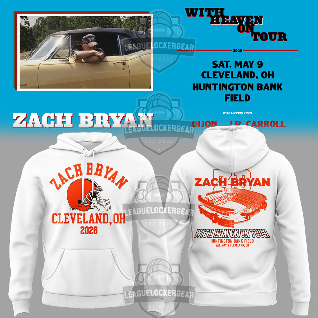 Zach Bryan Cleveland Browns With Heaven On Tour Cleveland 2026 Hoodie