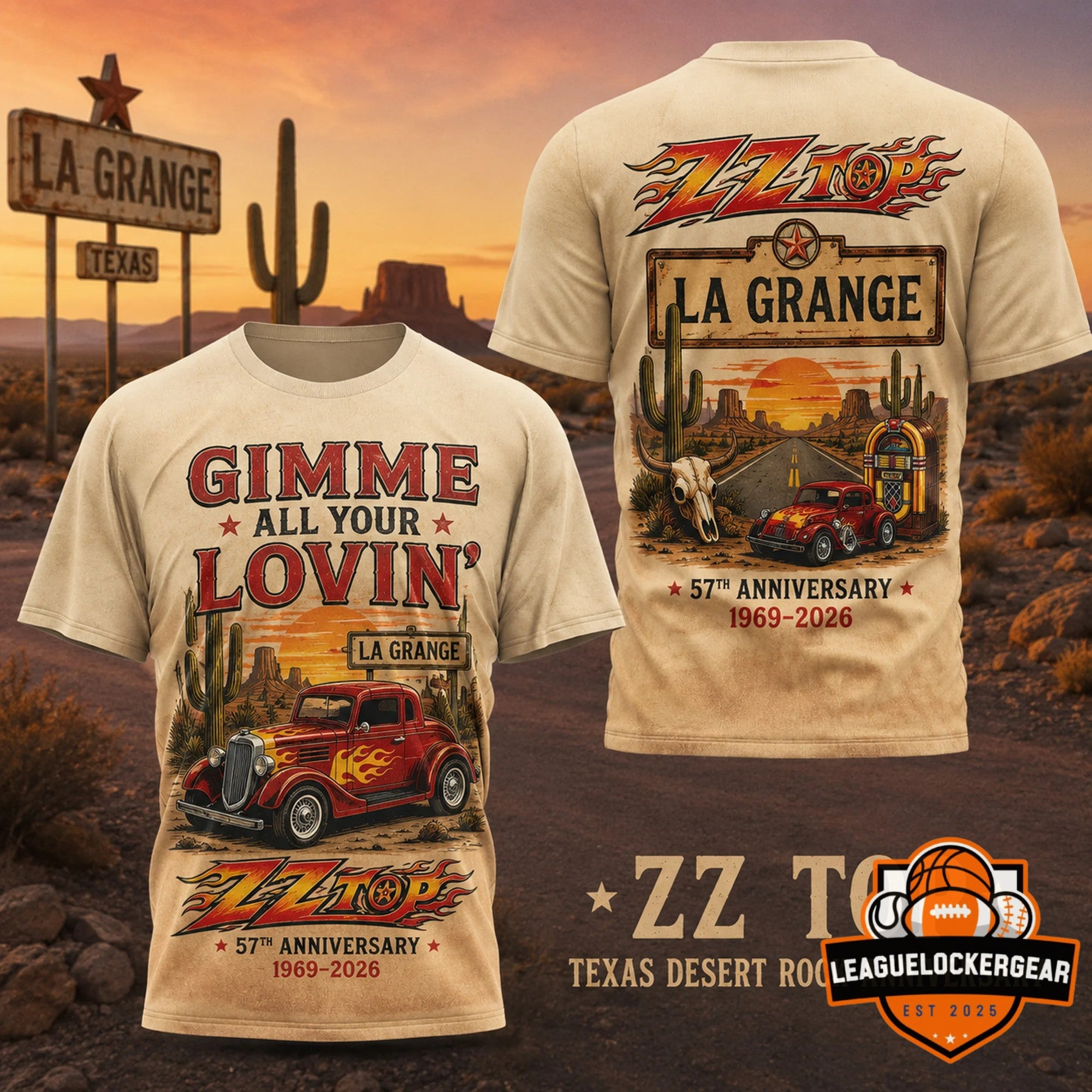 ZZ Top 57th Anniversary Gimme All Your Lovin’ La Grange T-Shirt